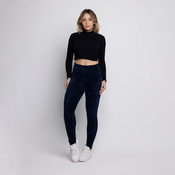 Calça Legging Veludo Cotelê Cós Alto Marinho - VEKYO