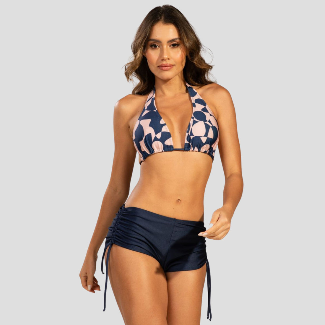 Biquíni Cortinão Shortinho Liso Marinho - VEKYO