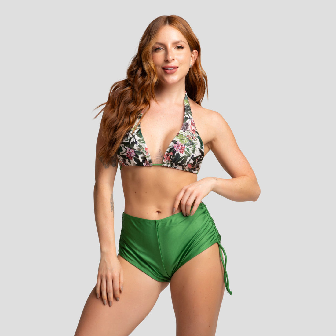 Biquíni Cortinão Shortinho Liso Verde - VEKYO