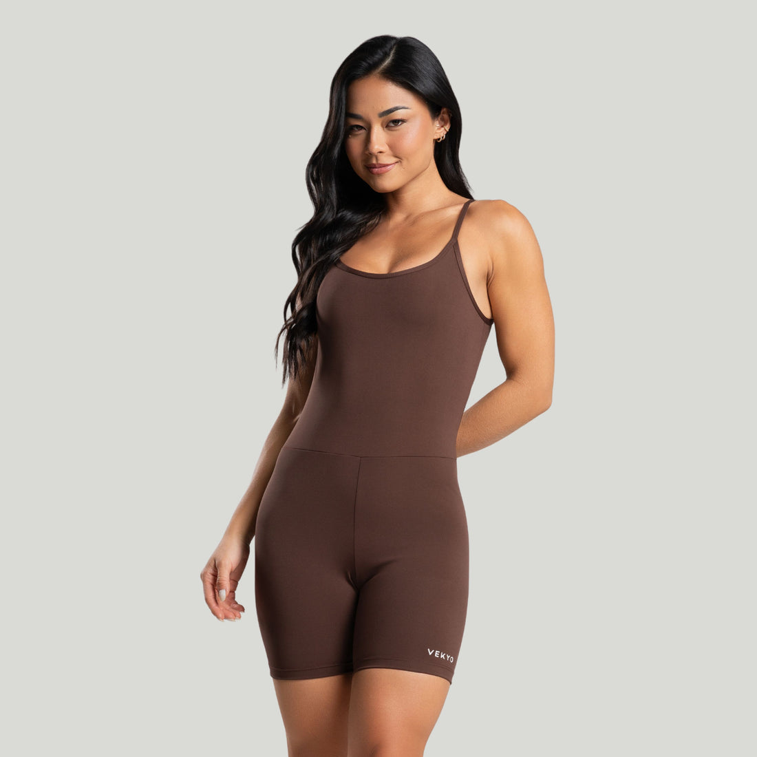 Macaquinho Fitness Costa Cruzada Zero Transparência Marrom - VEKYO