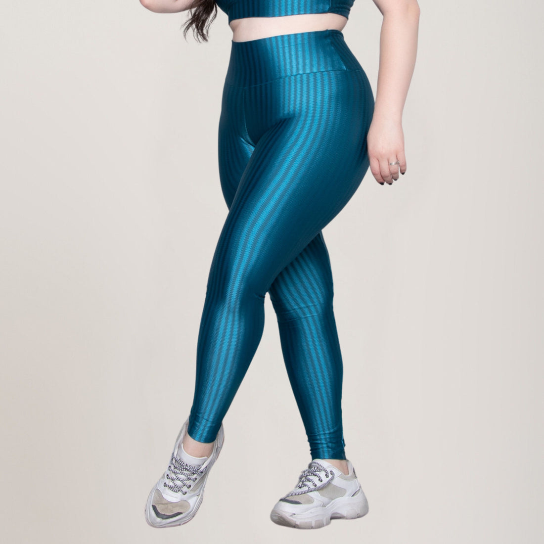 Calça Legging Plus Size Fitness New Zig Poliamida Azul - VEKYO