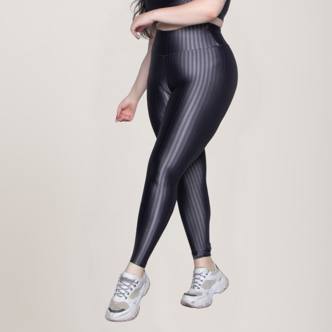 Calça Legging Plus Size Fitness New Zig Poliamida Cinza - VEKYO