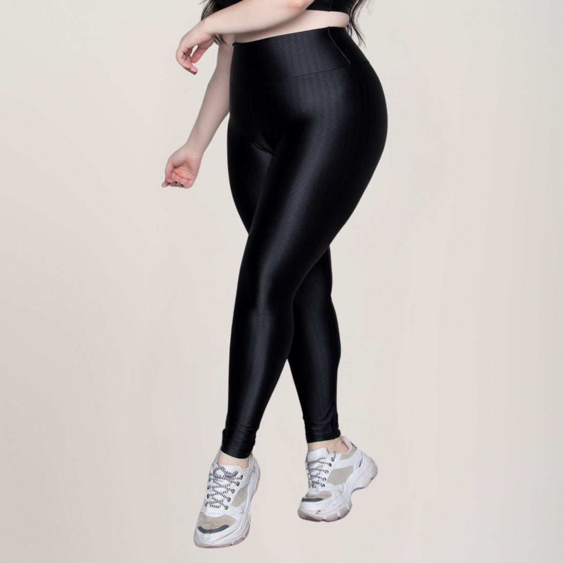 Calça Legging Plus Size Fitness New Zig Poliamida Preto - VEKYO
