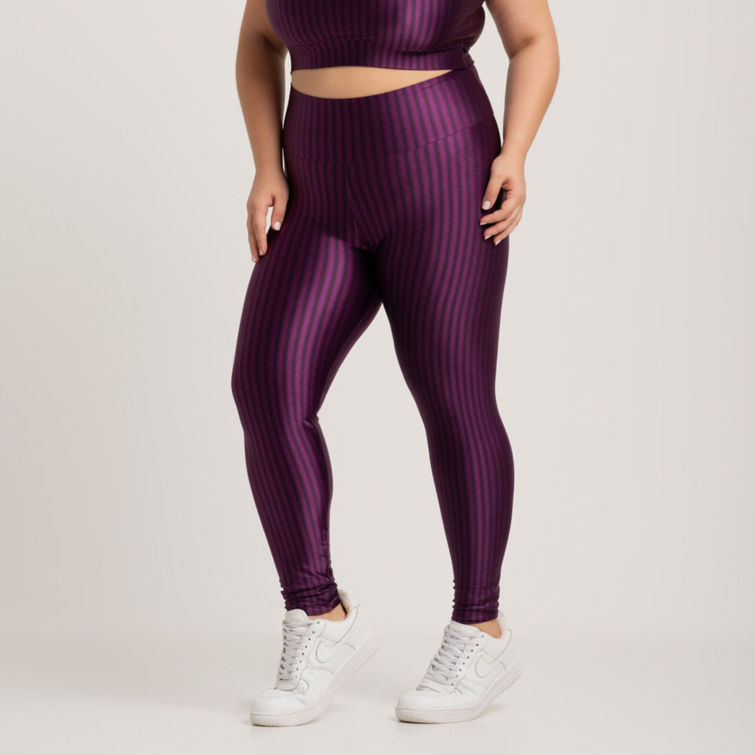 Calça Legging Plus Size Fitness New Zig Poliamida Roxo - VEKYO