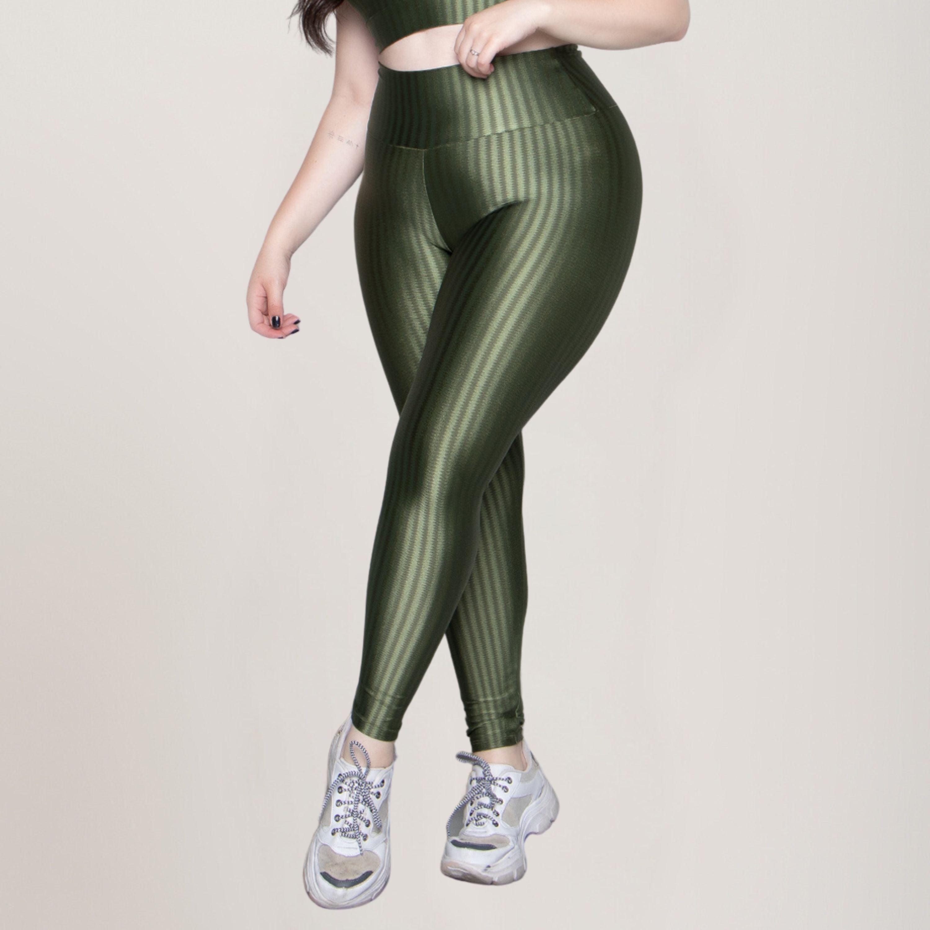 Calça Legging Plus Size Fitness New Zig Poliamida Verde - VEKYO