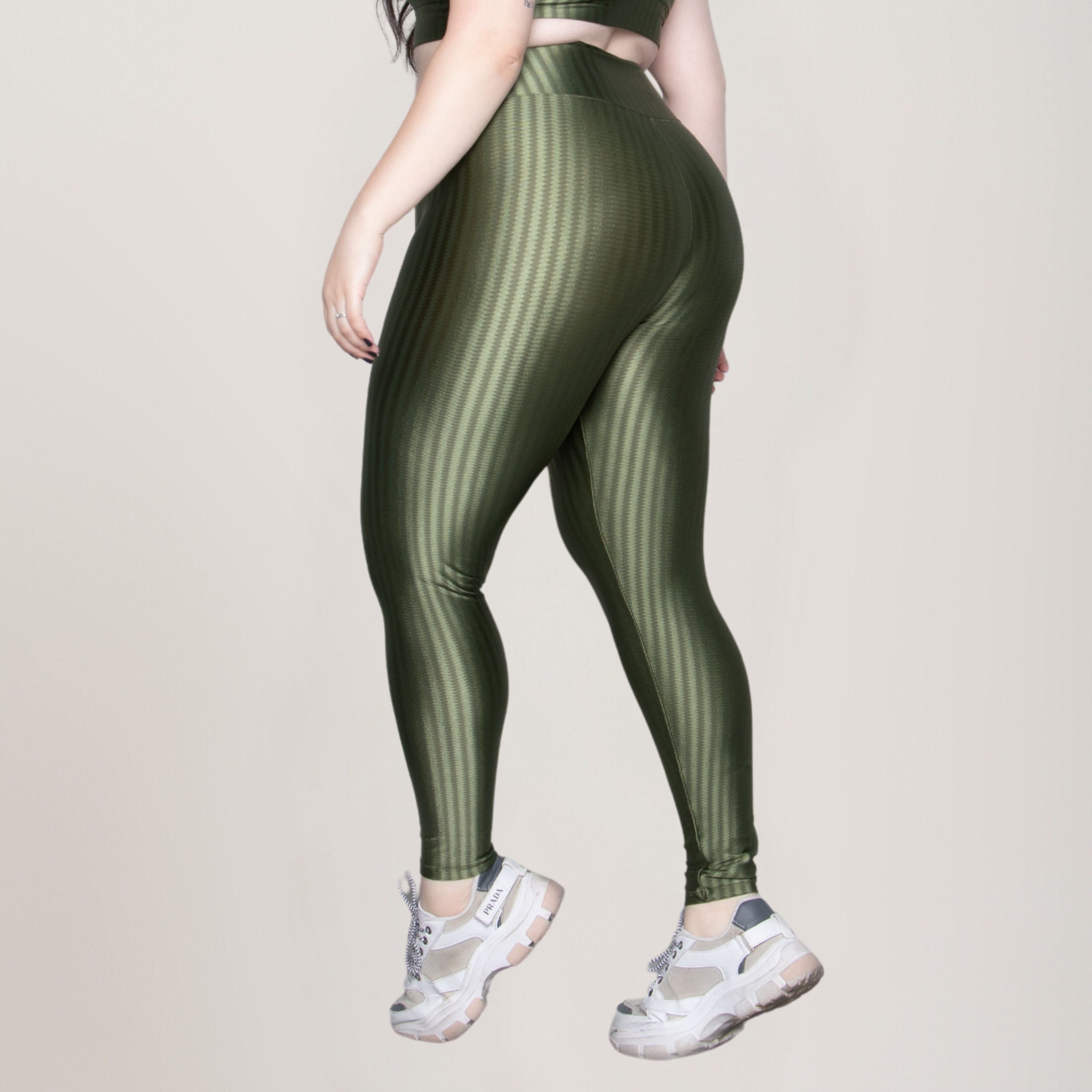 Calça Legging Plus Size Fitness New Zig Poliamida Verde - VEKYO