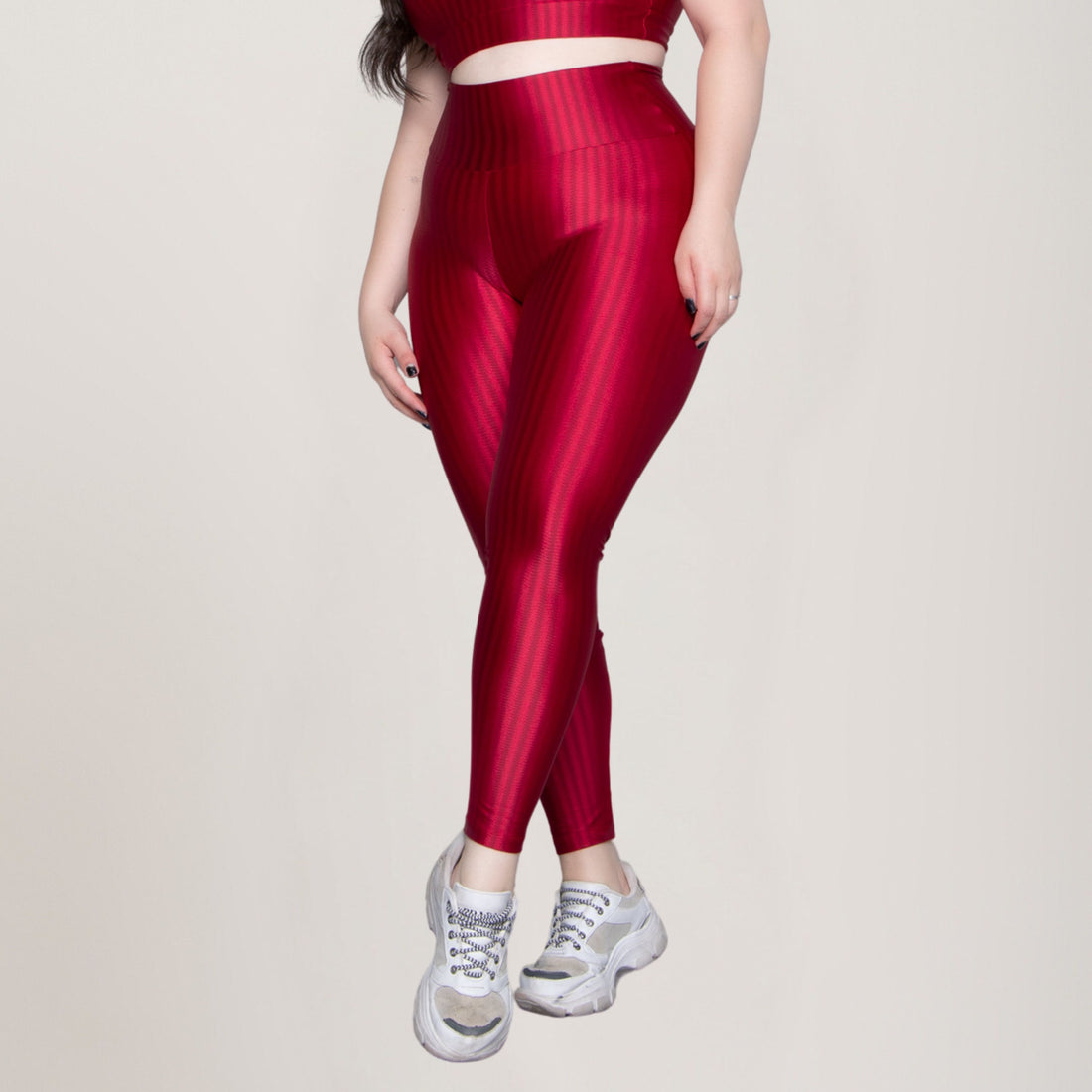 Calça Legging Plus Size Fitness New Zig Poliamida Vermelho - VEKYO
