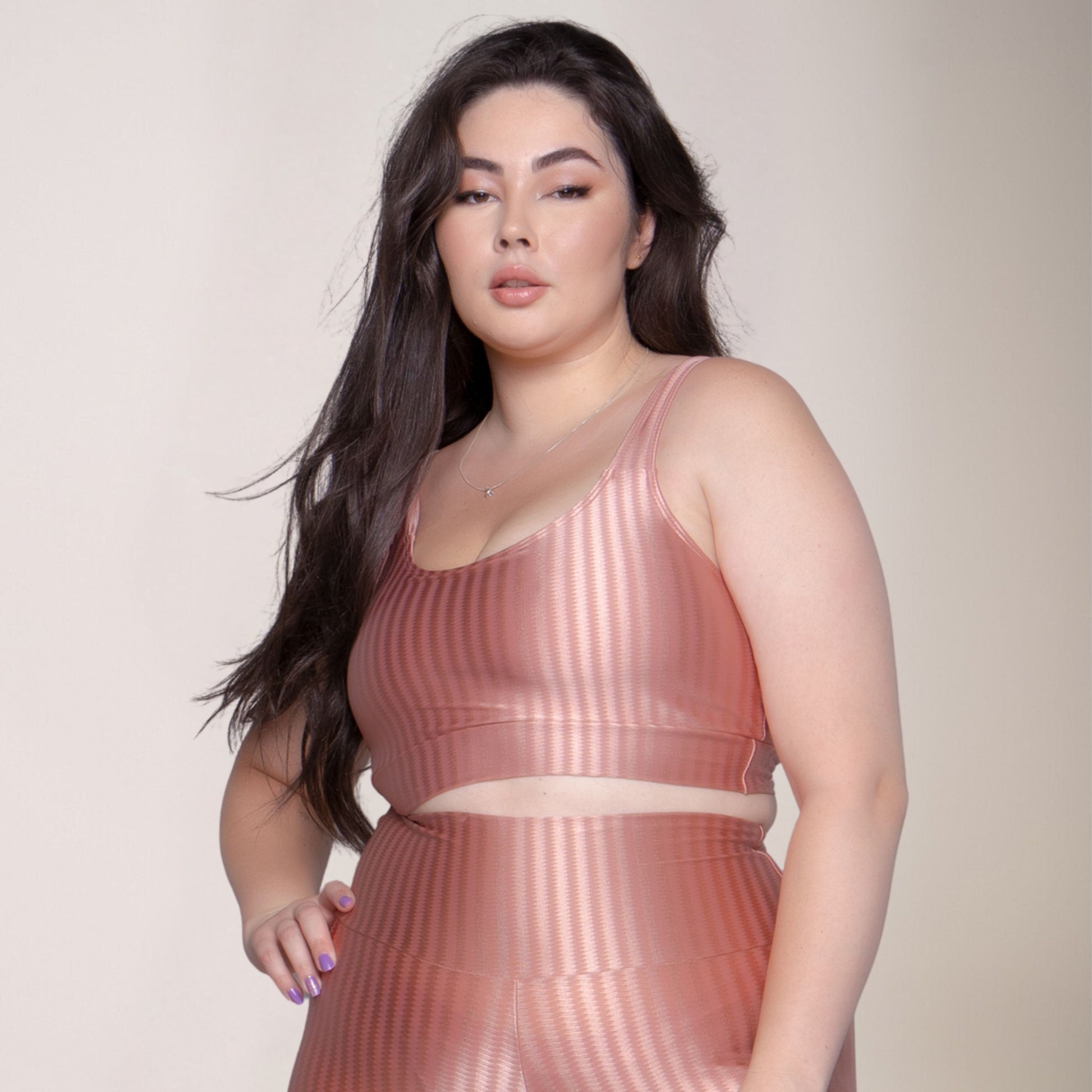 Top Fitness Plus Size New Zig Sem Bojo Rosa Claro - VEKYO