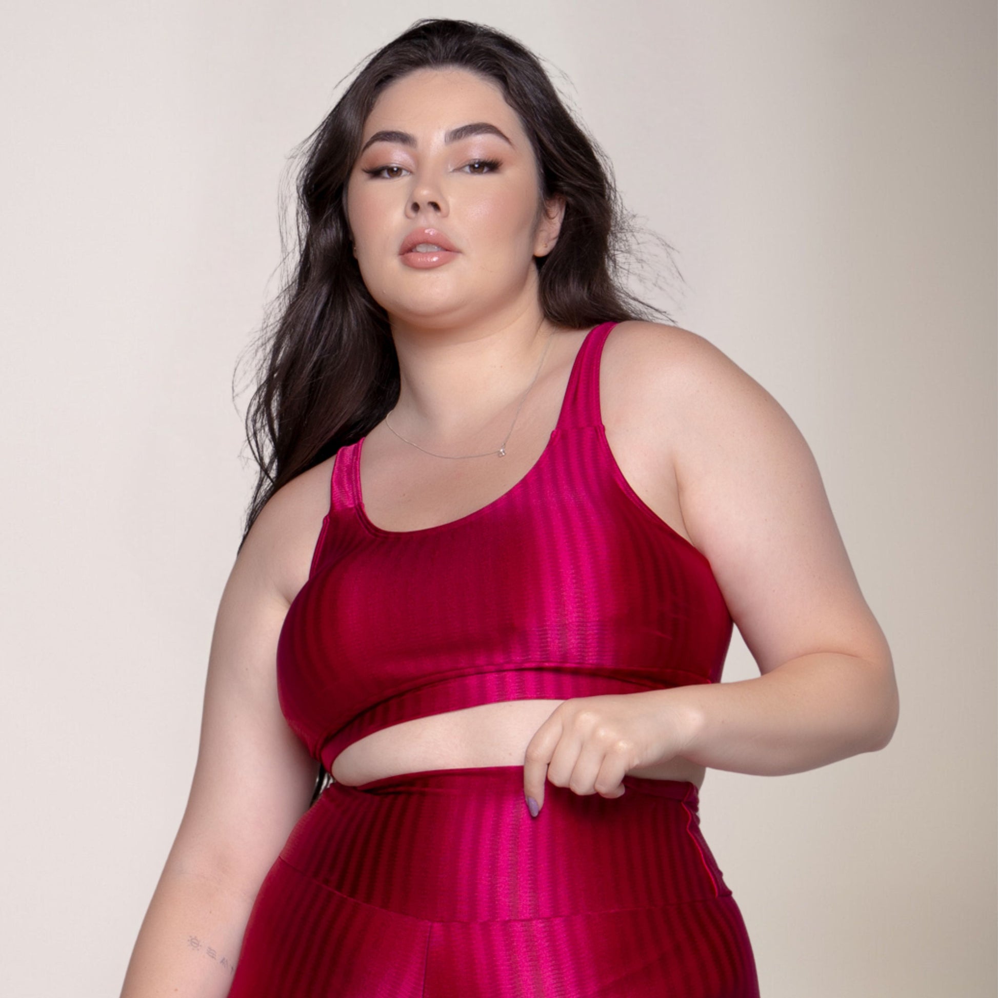Top Fitness Plus Size New Zig Sem Bojo Rosa Escuro - VEKYO