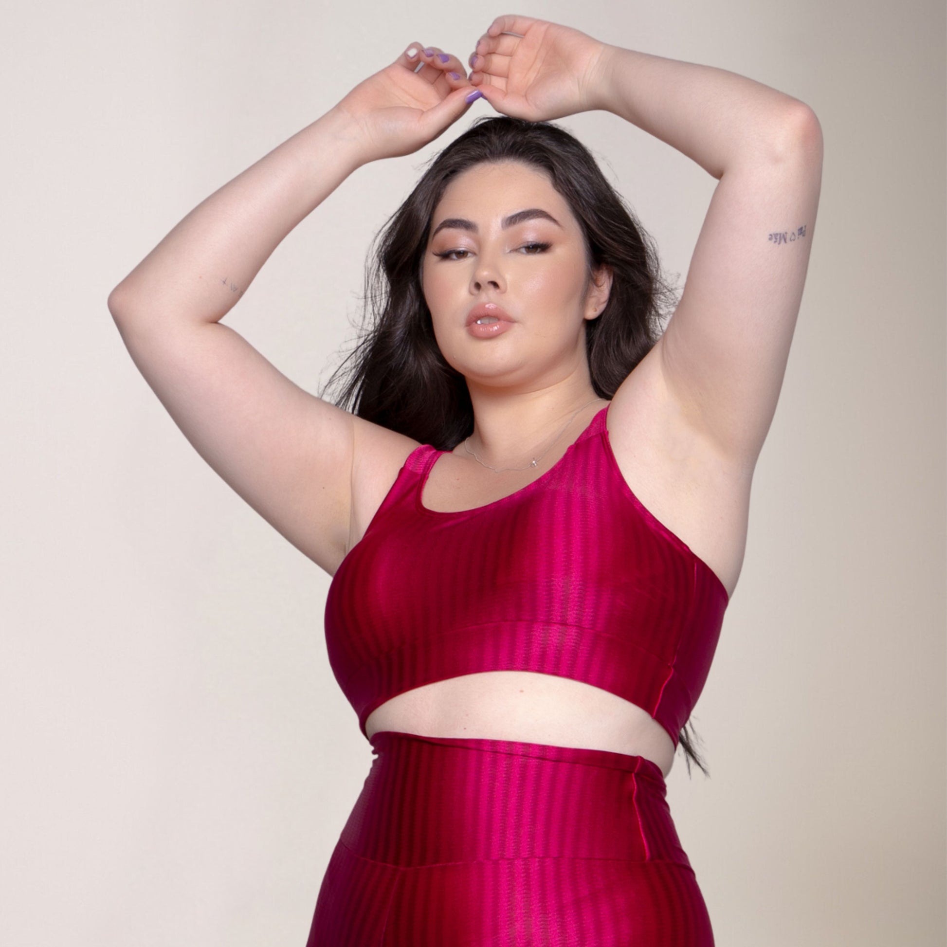 Top Fitness Plus Size New Zig Sem Bojo Rosa Escuro - VEKYO