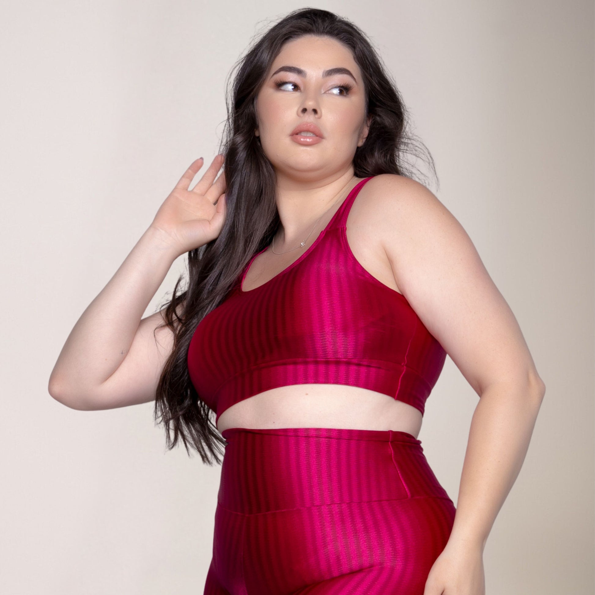 Top Fitness Plus Size New Zig Sem Bojo Rosa Escuro - VEKYO