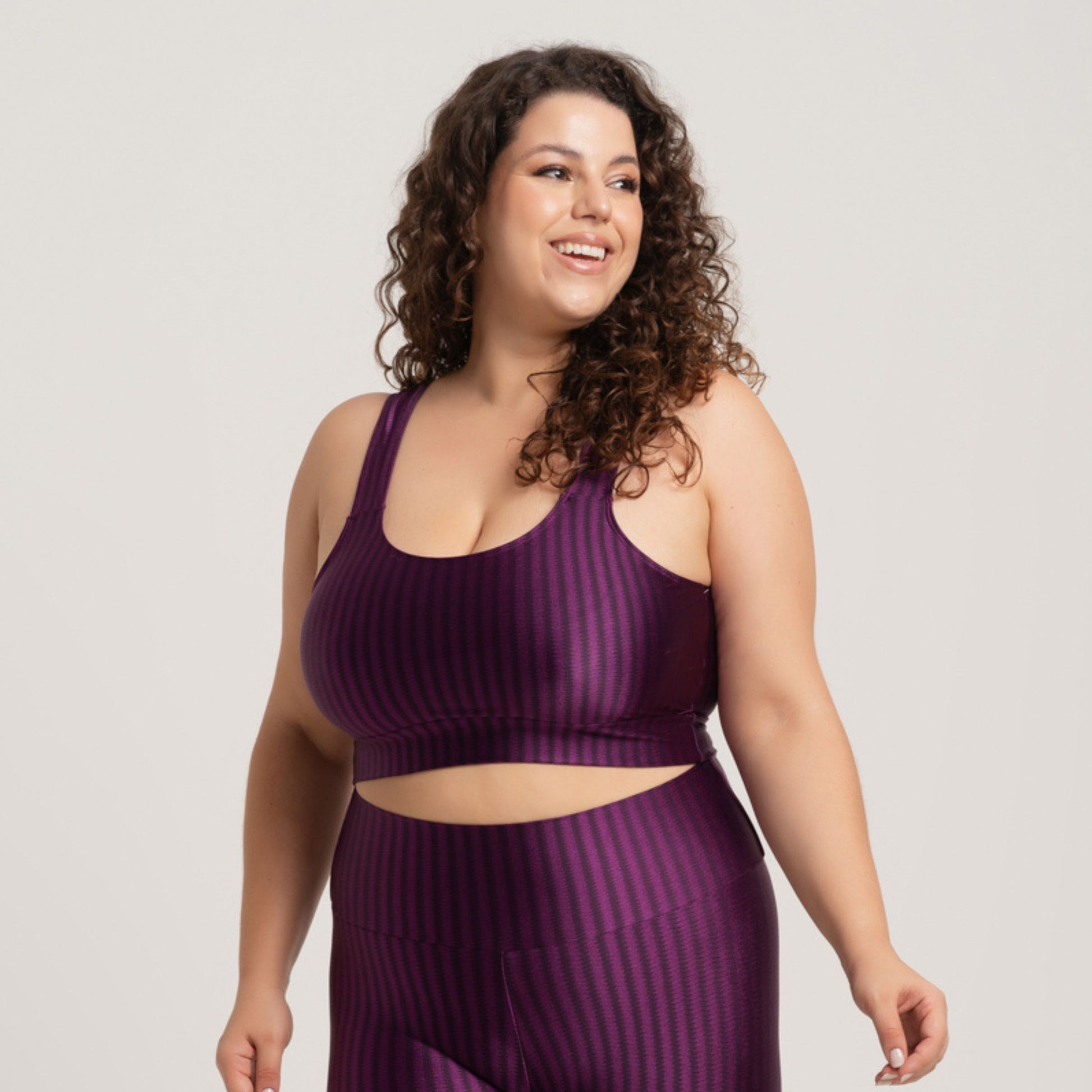 Top Fitness Plus Size New Zig Sem Bojo Roxo - VEKYO
