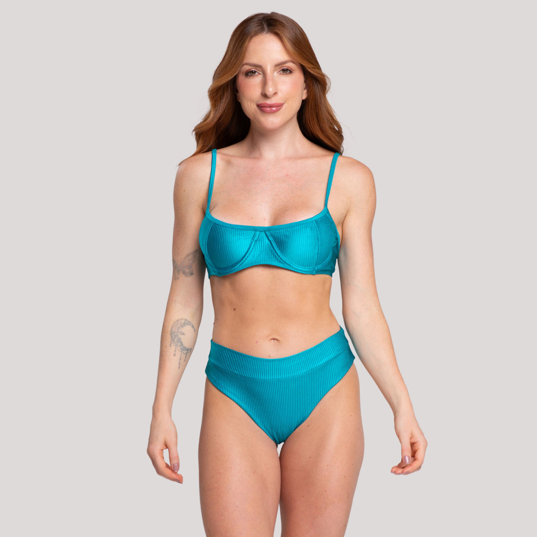 Biquíni Meia Taça Canelado Azul - VEKYO