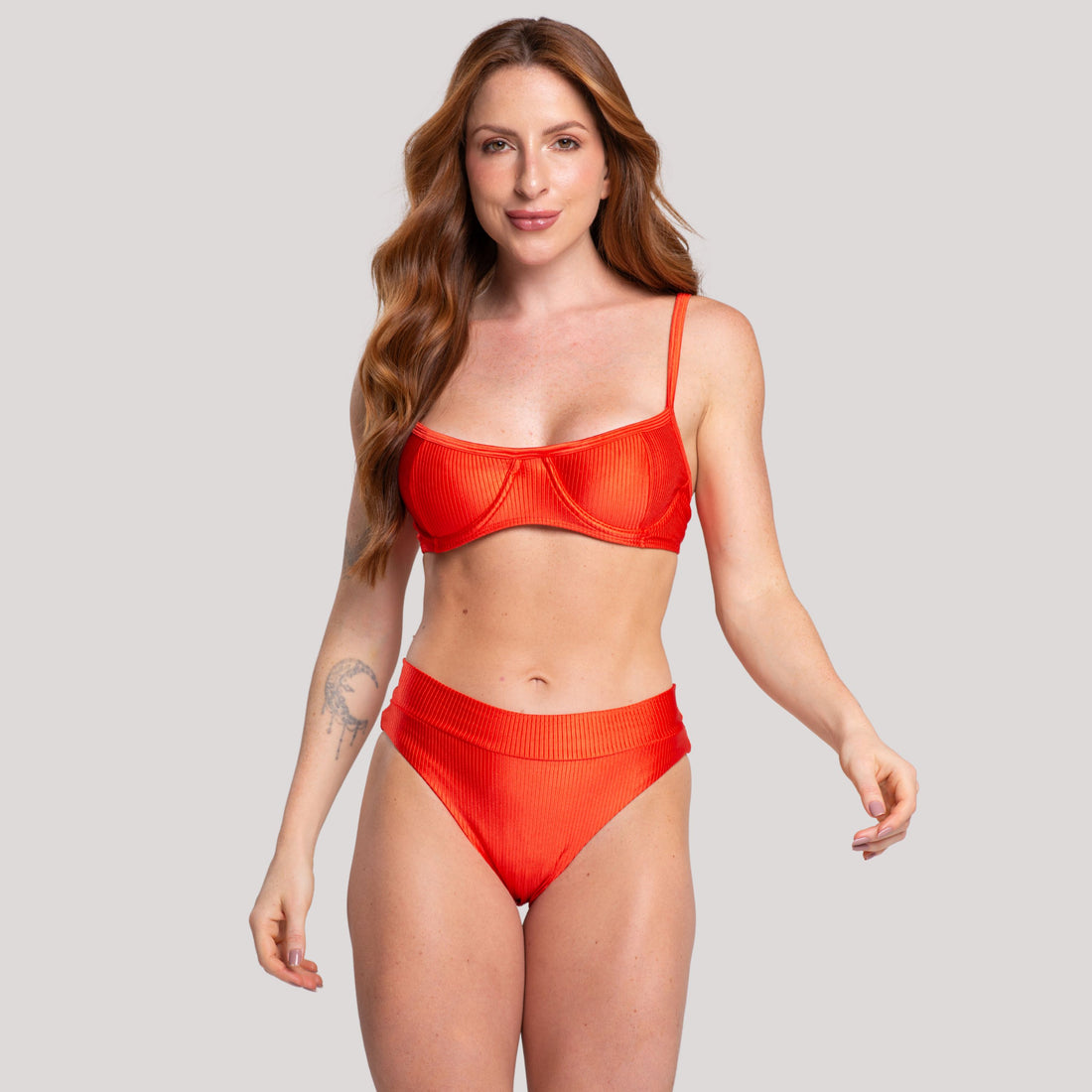 Biquíni Meia Taça Canelado Laranja - VEKYO