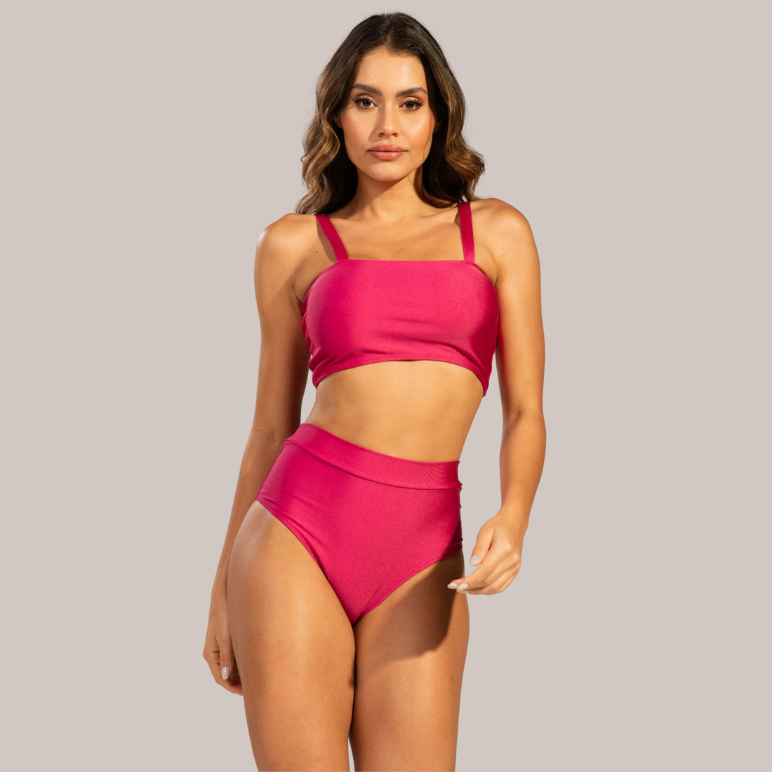Biquíni Top Faixa Cintura Alta Rosa - VEKYO
