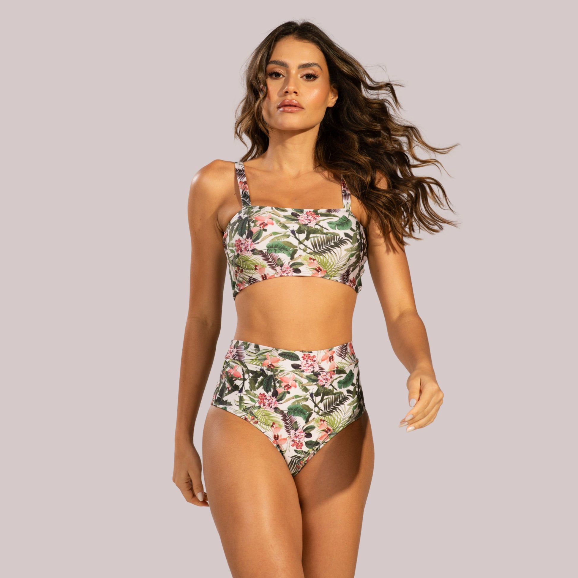 Biquíni Top Faixa Estampado Cintura Alta Verde - VEKYO