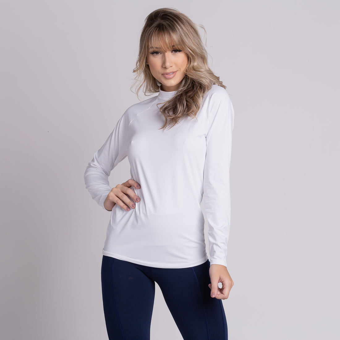 Blusa Térmica Segunda Pele Compressão Proteção Uv Feminina Branco - VEKYO