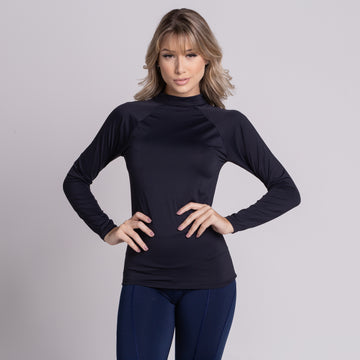 Blusa Térmica Segunda Pele Compressão Proteção Uv Feminina Preto - VEKYO