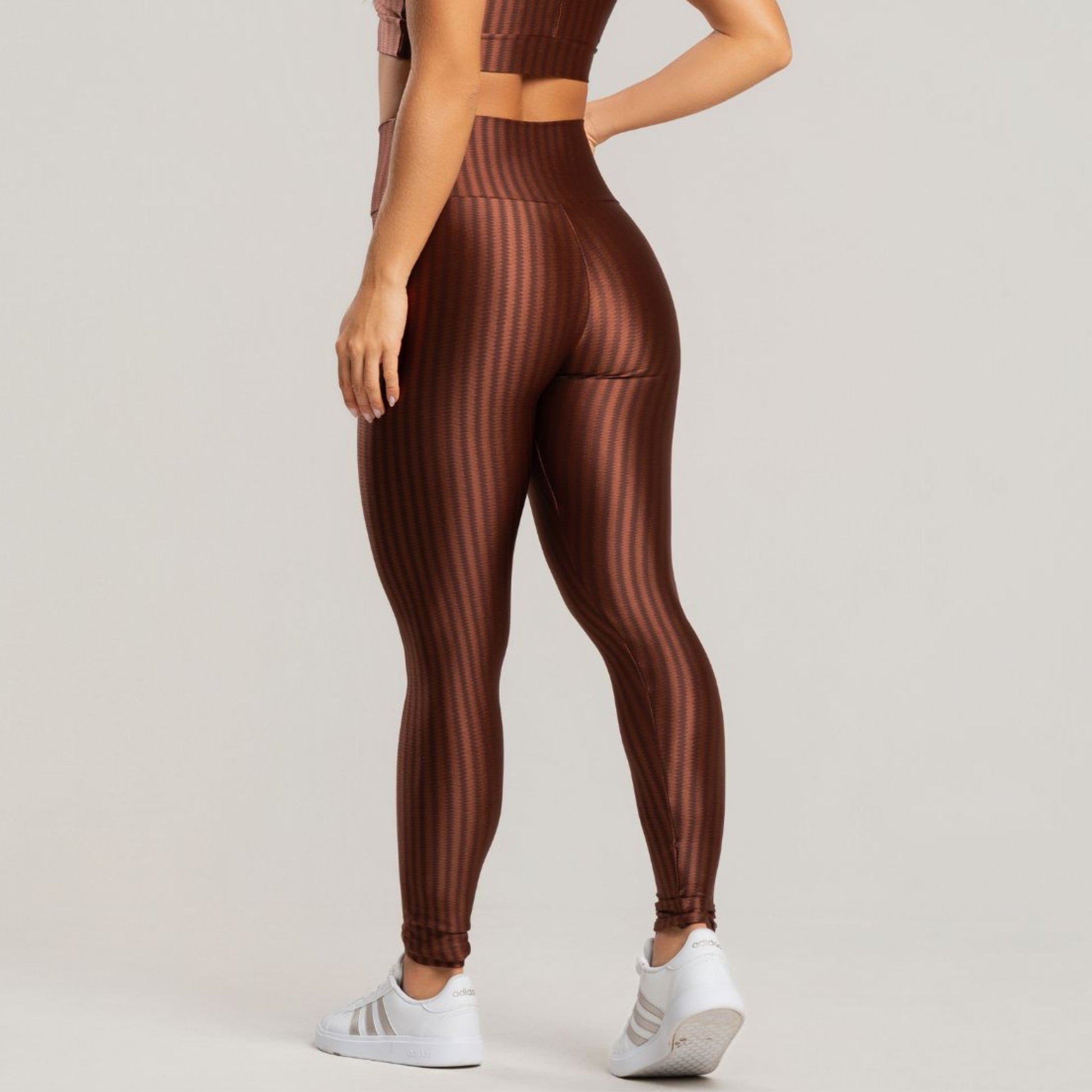 Calça Legging Fitness New Zig Poliamida Marrom - VEKYO