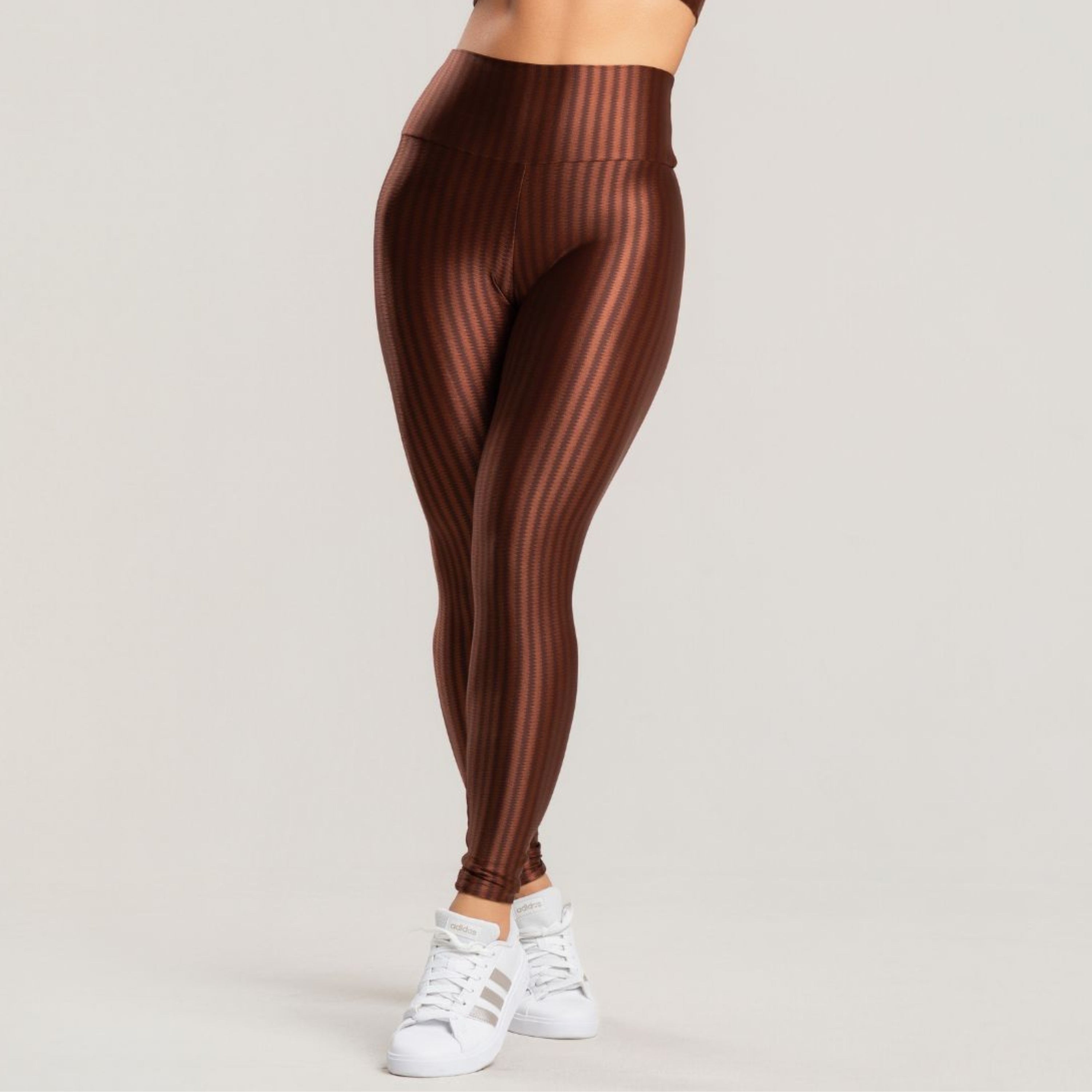 Calça Legging Fitness New Zig Poliamida Marrom - VEKYO