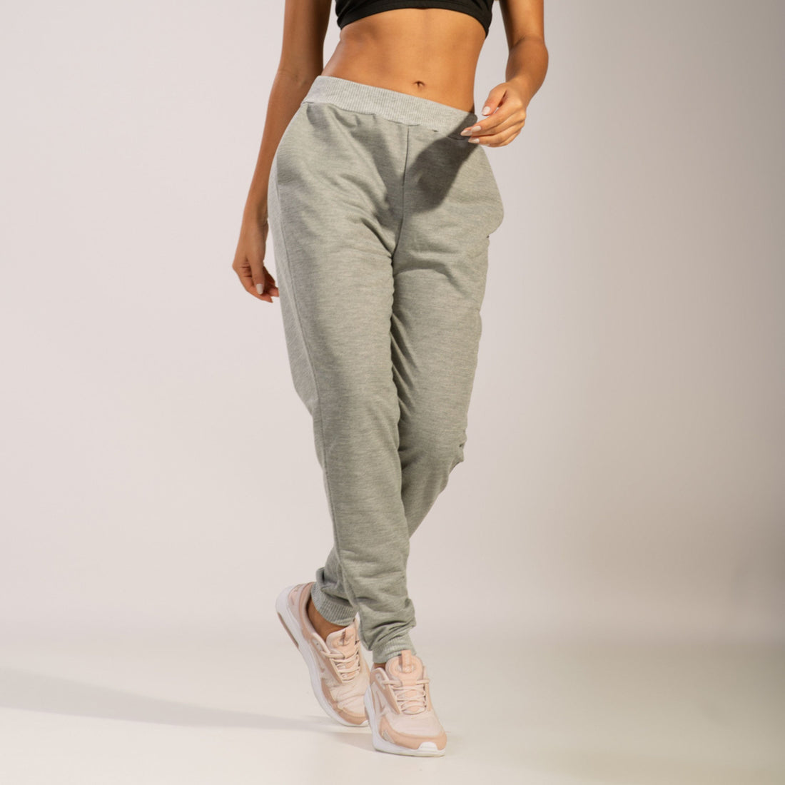 Calça Moletinho Jogger Com Elástico e Bolsos Cinza - VEKYO