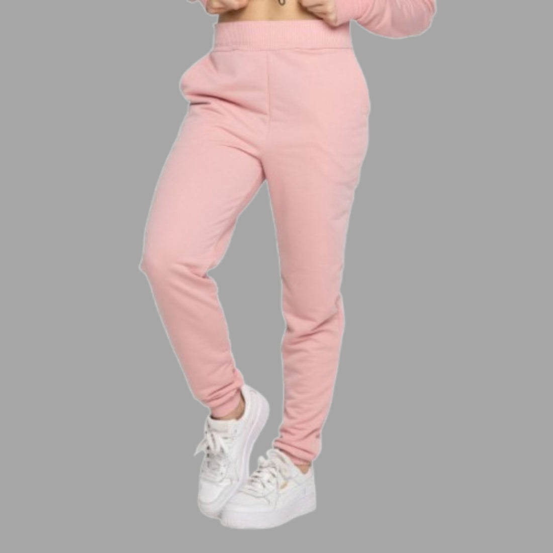 Calça Moletinho Jogger Com Elástico e Bolsos Rosa - VEKYO