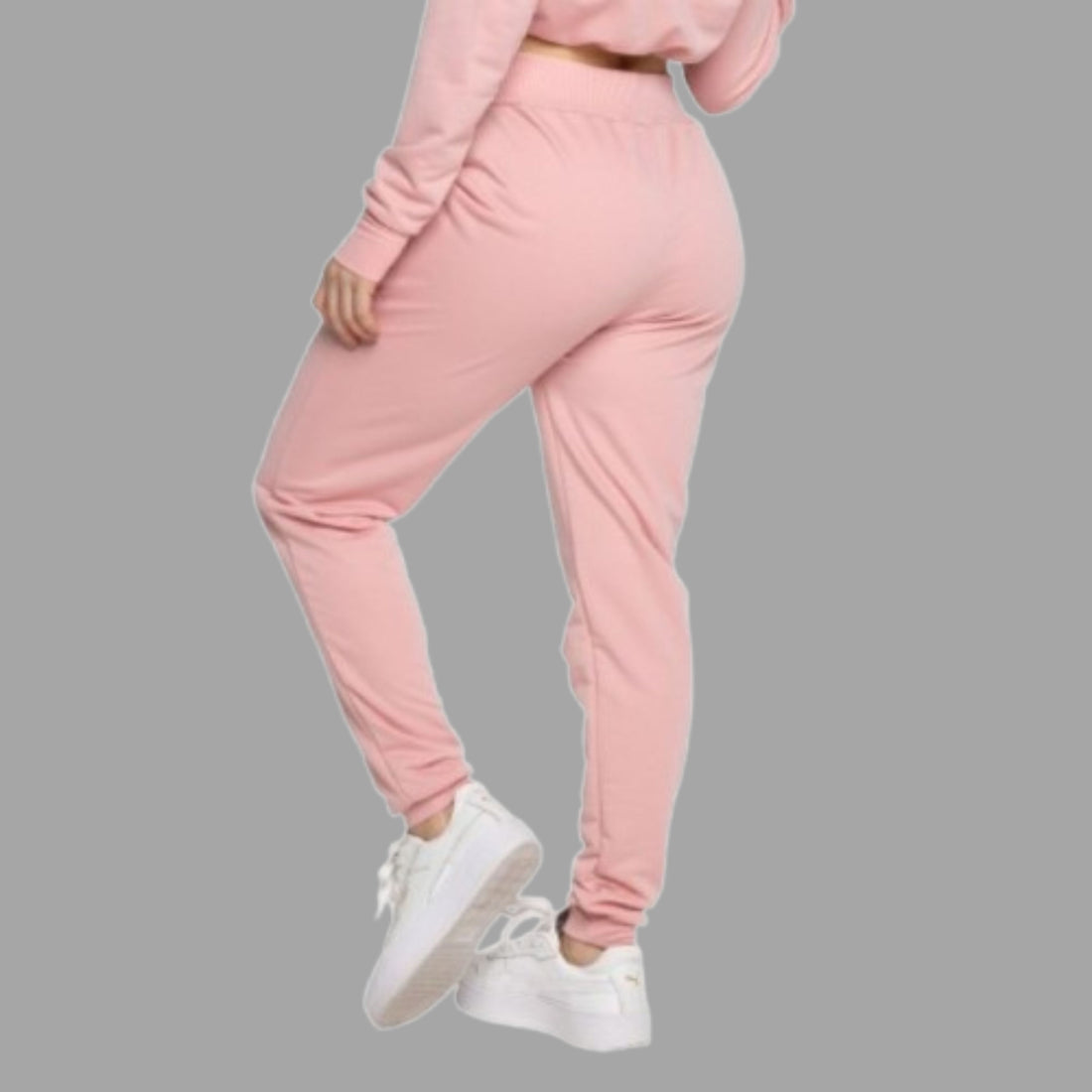 Calça Moletinho Jogger Com Elástico e Bolsos Rosa - VEKYO