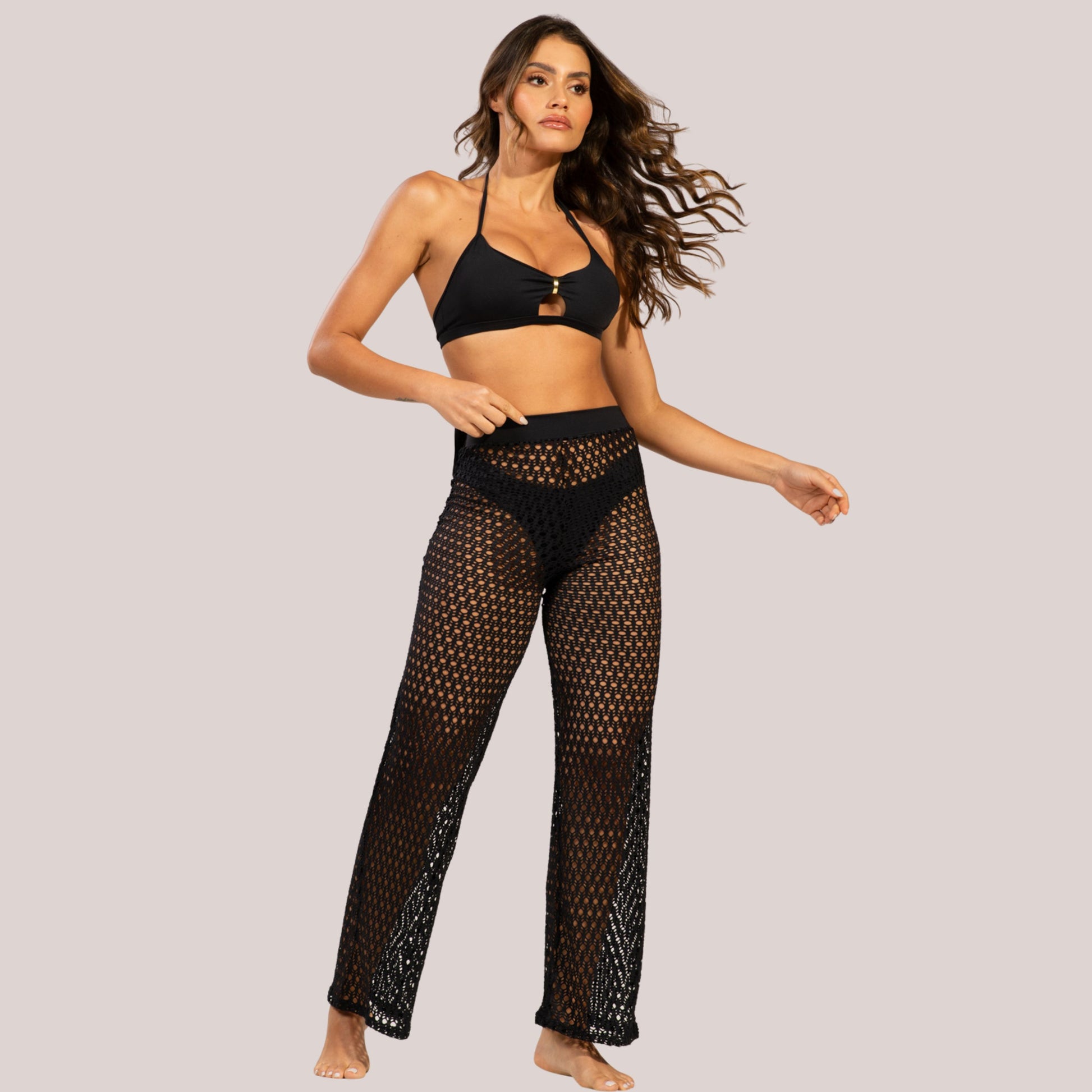 Calça Saída de Praia Preta - VEKYO