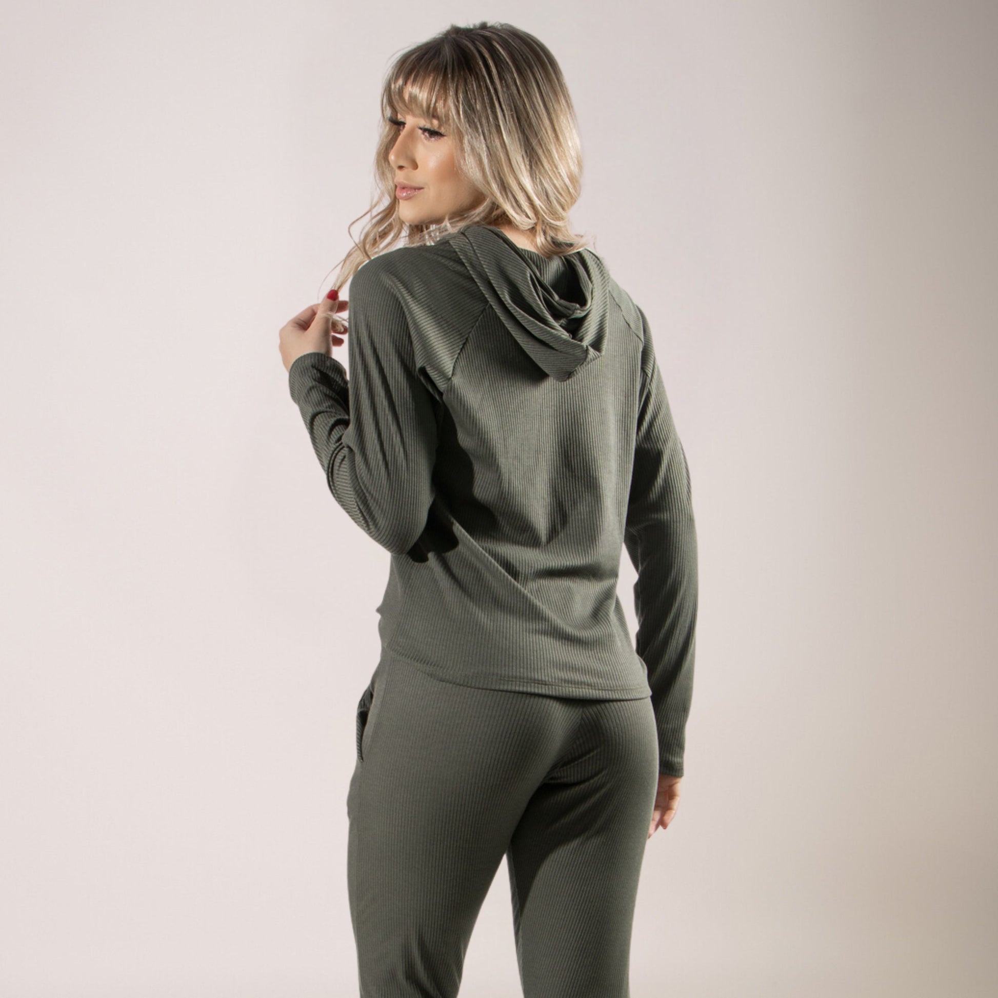 Casaco Feminino Canelada Com Capuz Comfy Verde - VEKYO