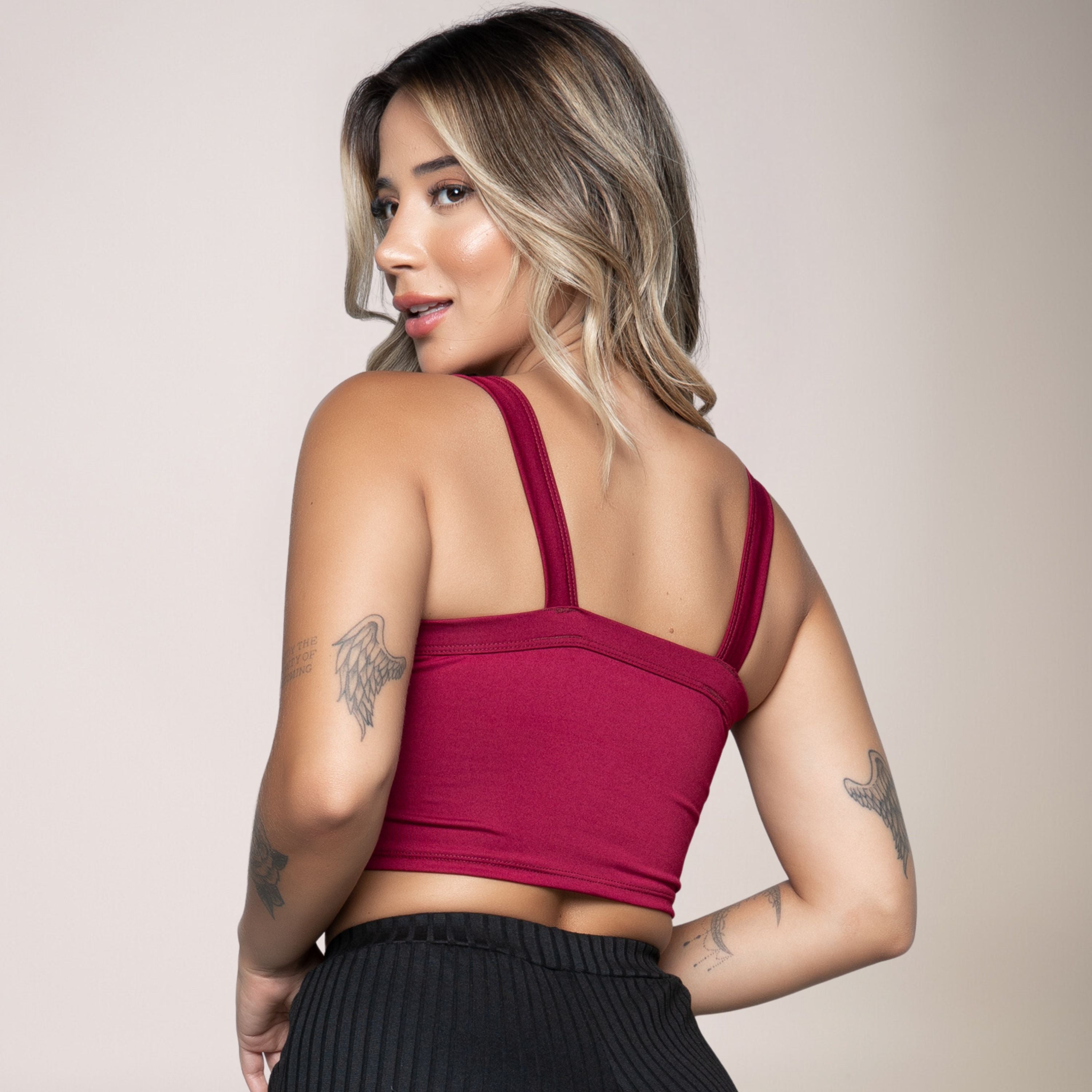 Cropped Top Alça Grossa Vinho - VEKYO