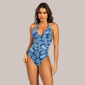 Maiô Estampado Com Bojo Costa Nua Azul - VEKYO