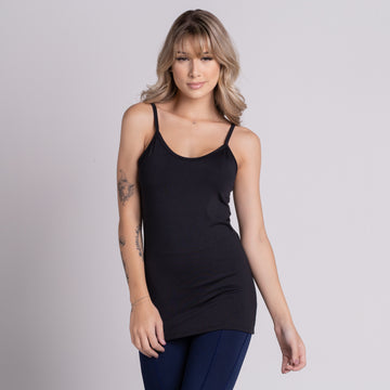 Regata Fitness Feminina Alça Fina Básica Preto - VEKYO