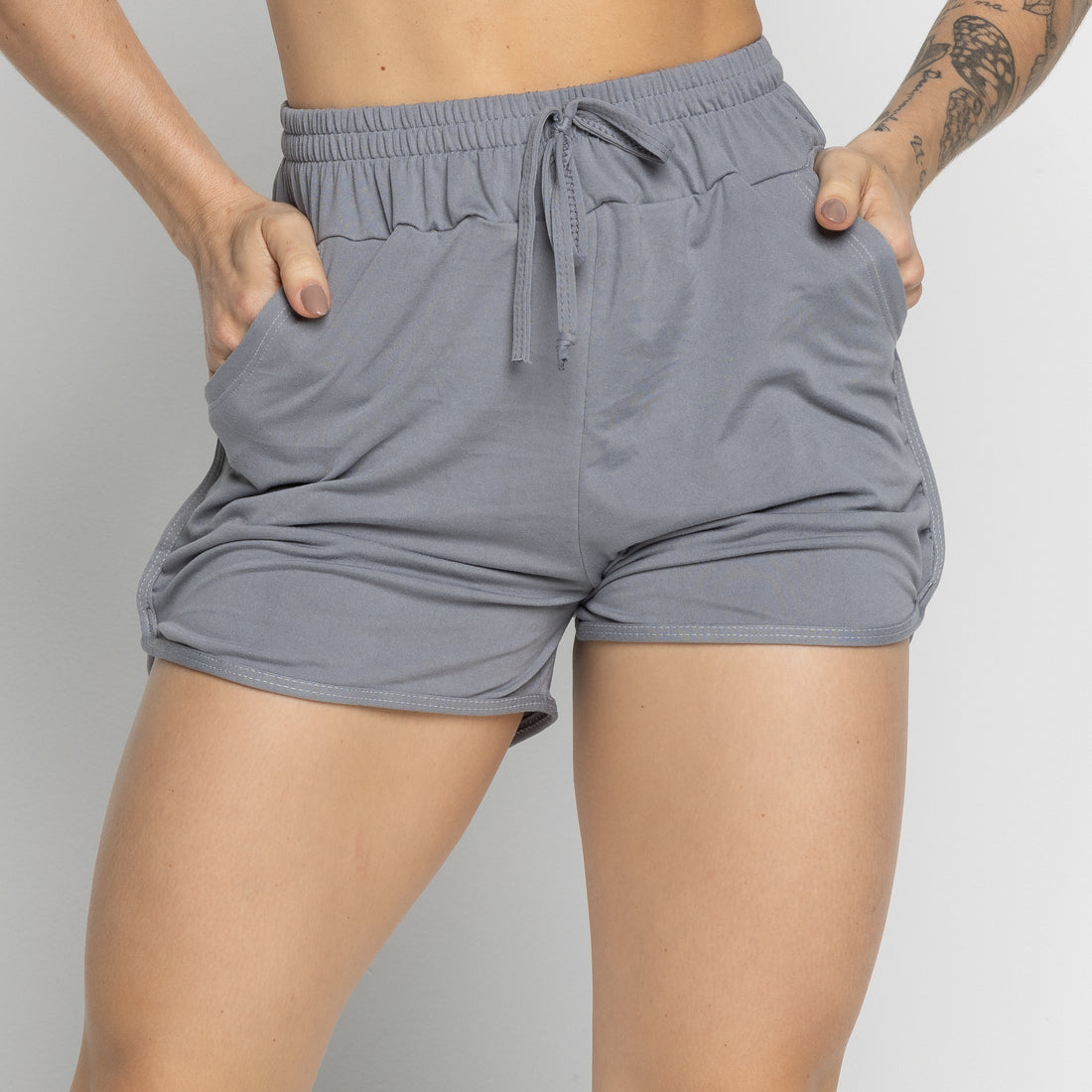Short Esportivo Com Bolso Cinza - VEKYO