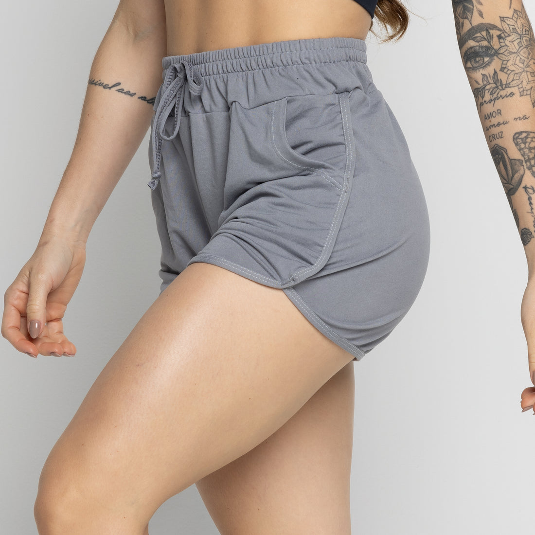 Short Esportivo Com Bolso Cinza - VEKYO