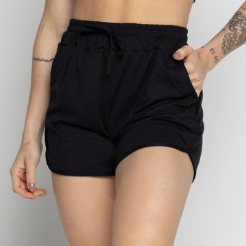 Short Esportivo Com Bolso Preto - VEKYO