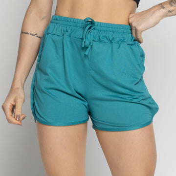 Short Esportivo Com Bolso Verde Água - VEKYO