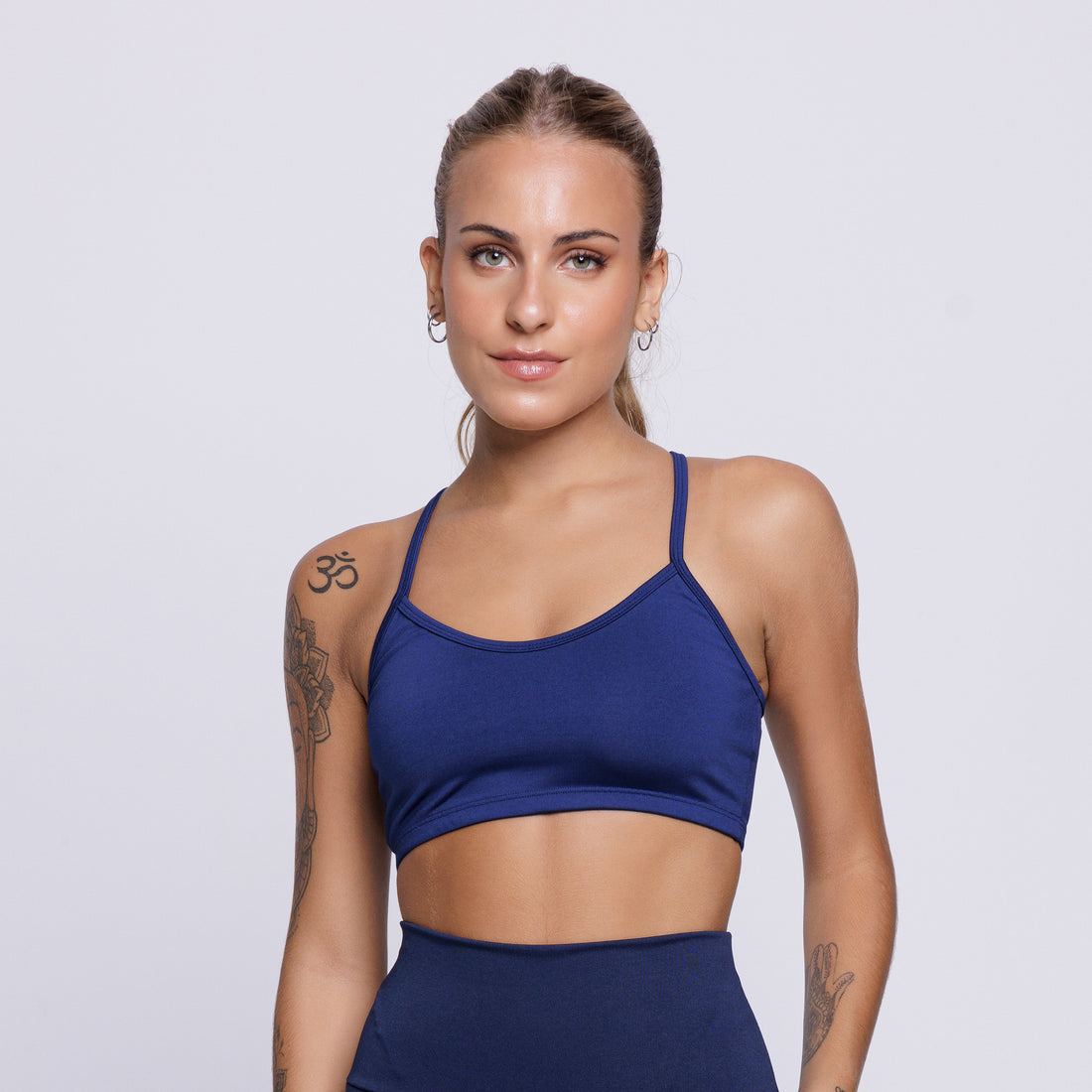 Top Fitness Nadador Feminino Alça Fina Sem Bojo Marinho - VEKYO