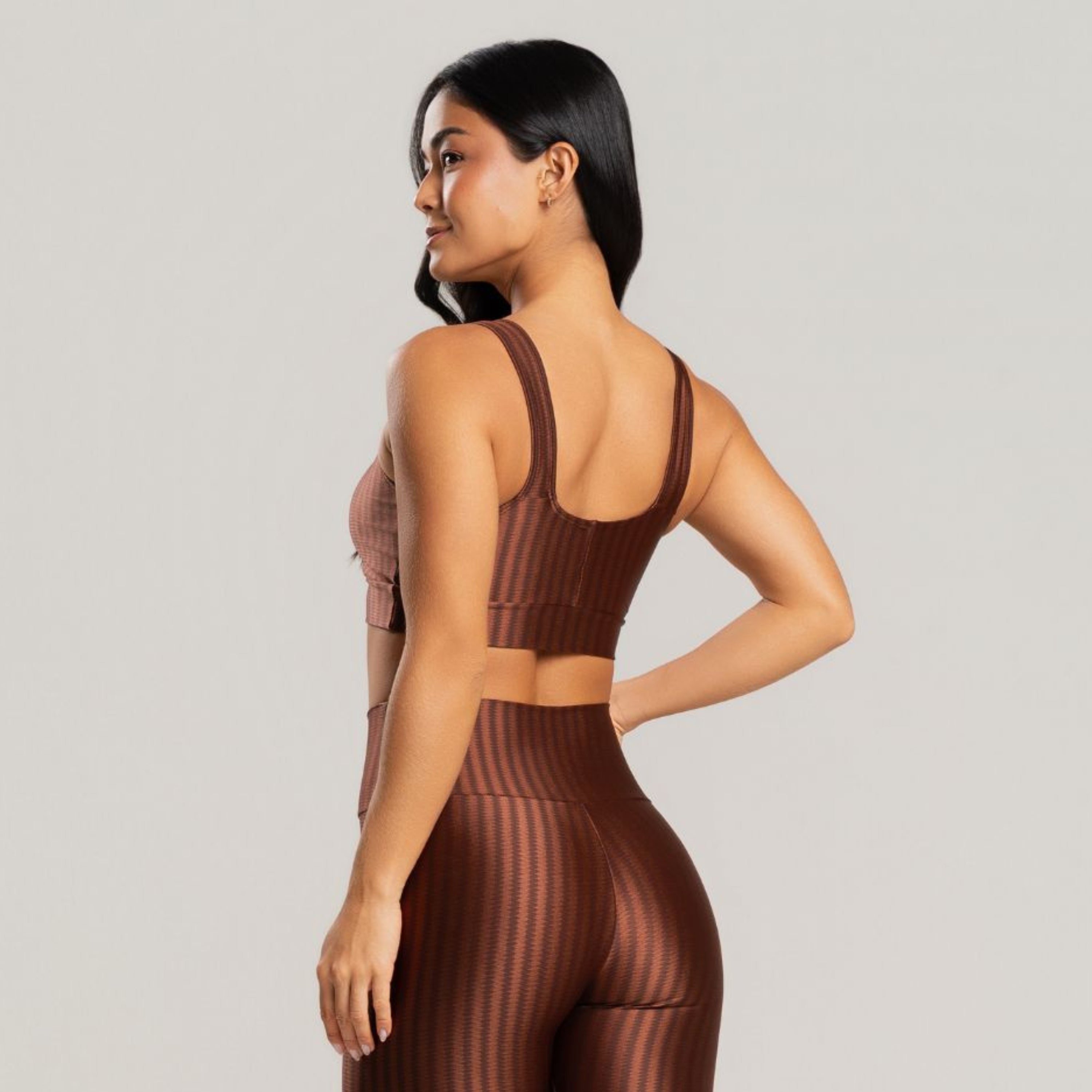 Top Fitness New Zig Com Bojo Removível Marrom - VEKYO