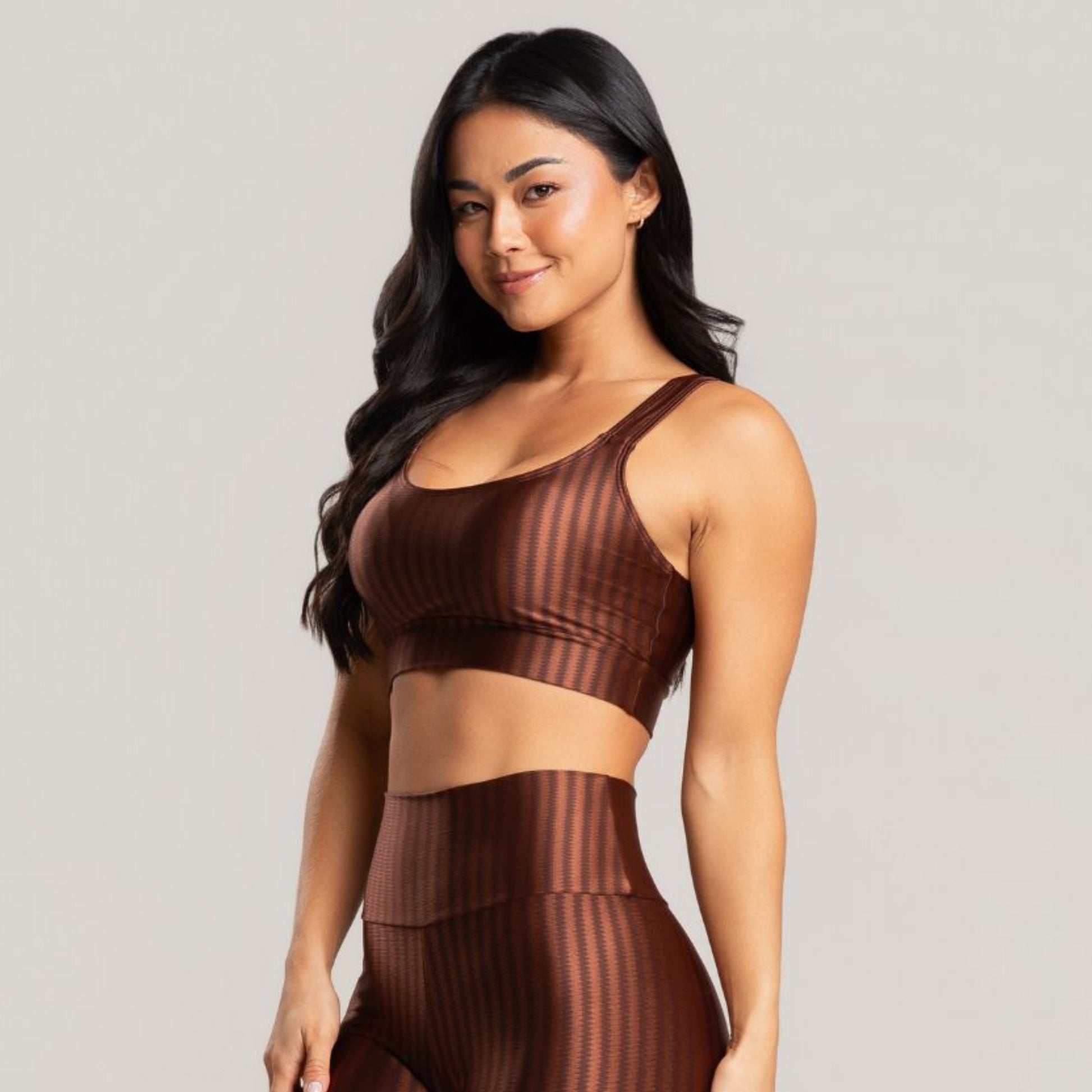 Top Fitness New Zig Com Bojo Removível Marrom - VEKYO