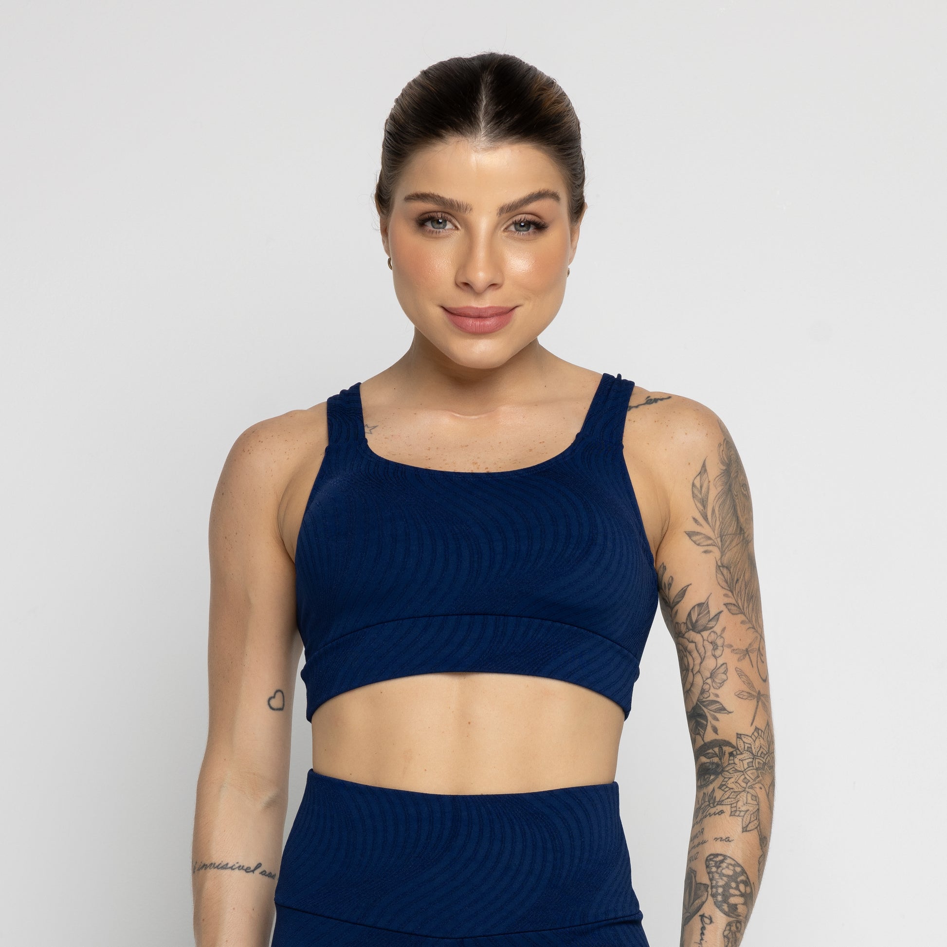 Top Jacquard Com Bojo Removível Marinho - VEKYO