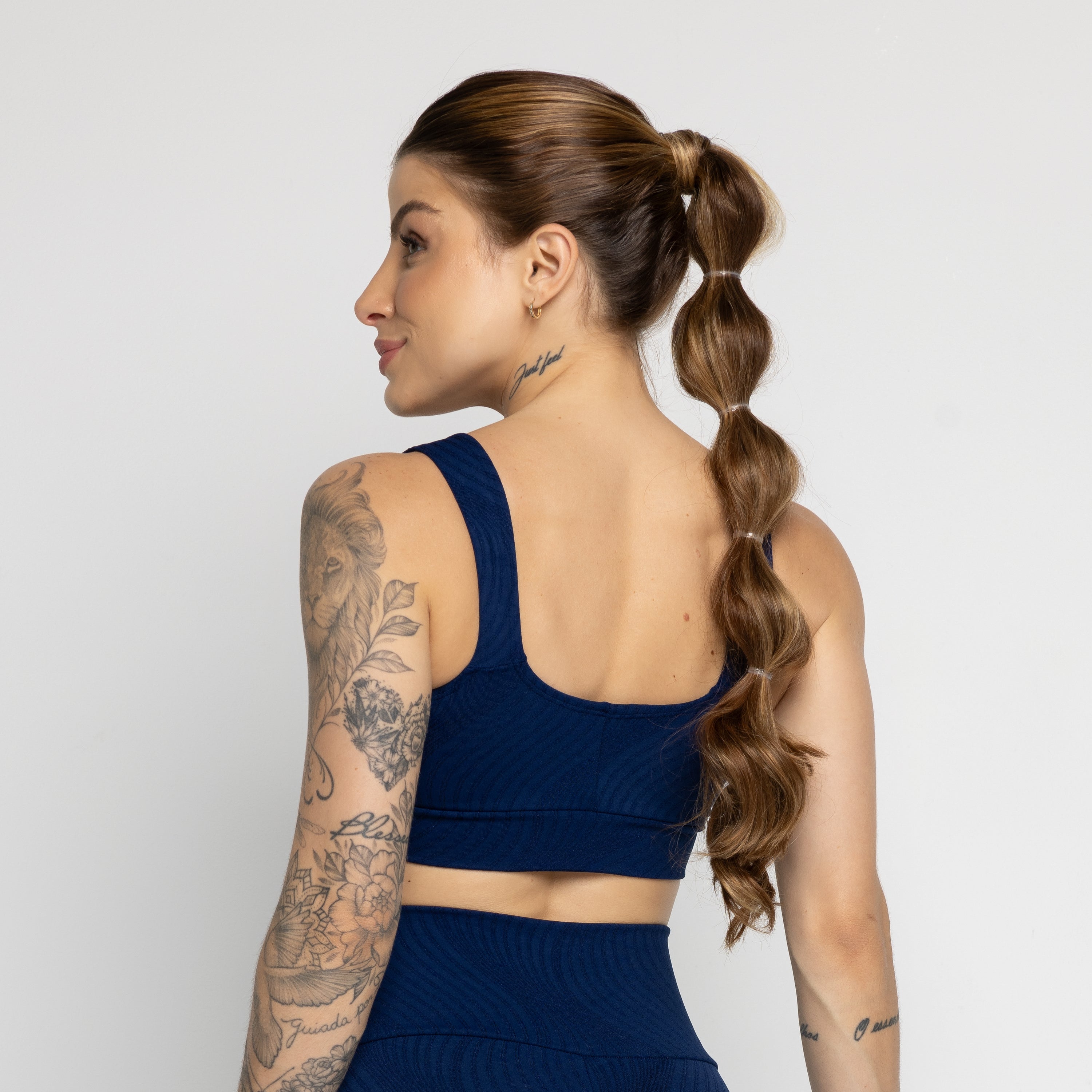 Top Jacquard Com Bojo Removível Marinho - VEKYO