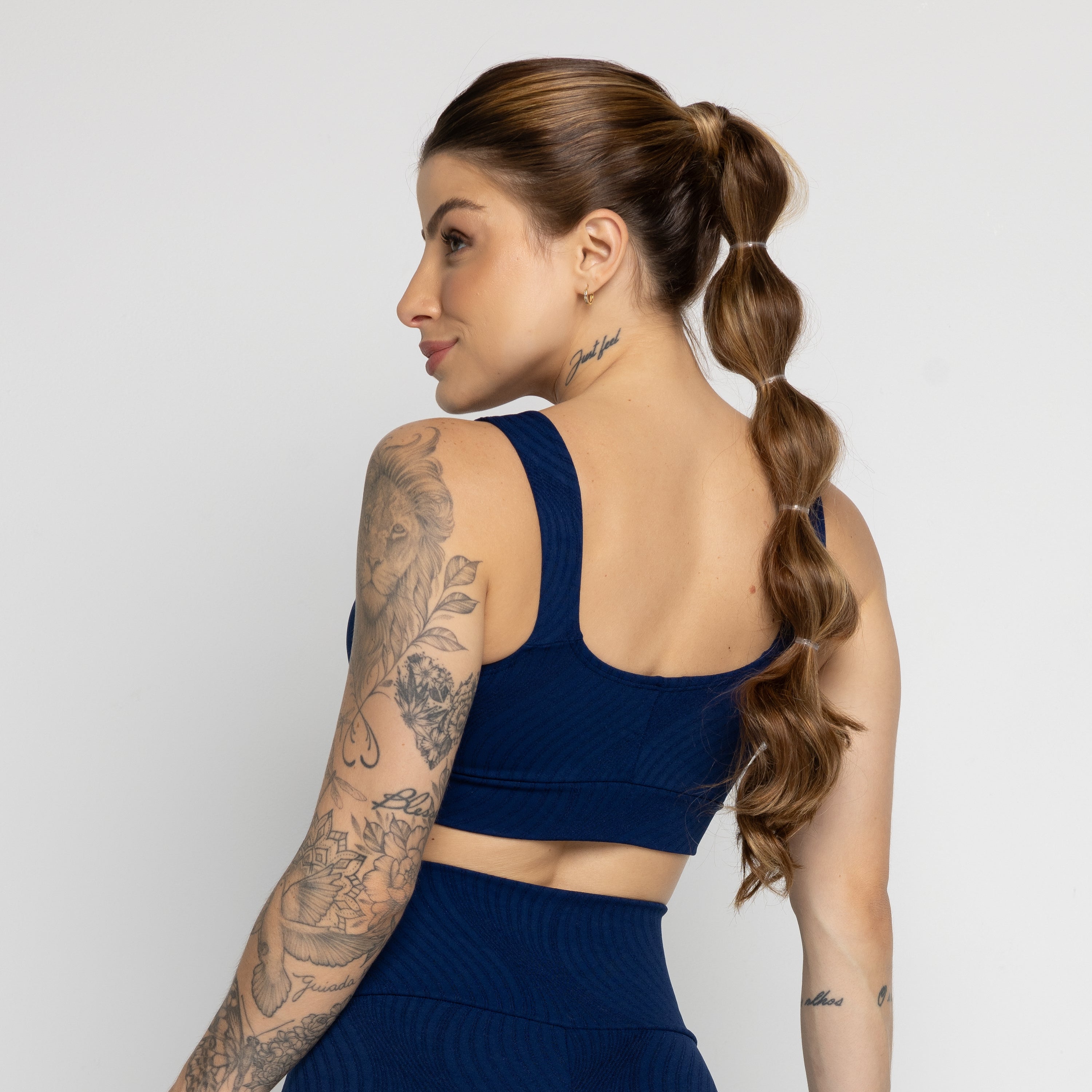 Top Jacquard Com Bojo Removível Marinho - VEKYO