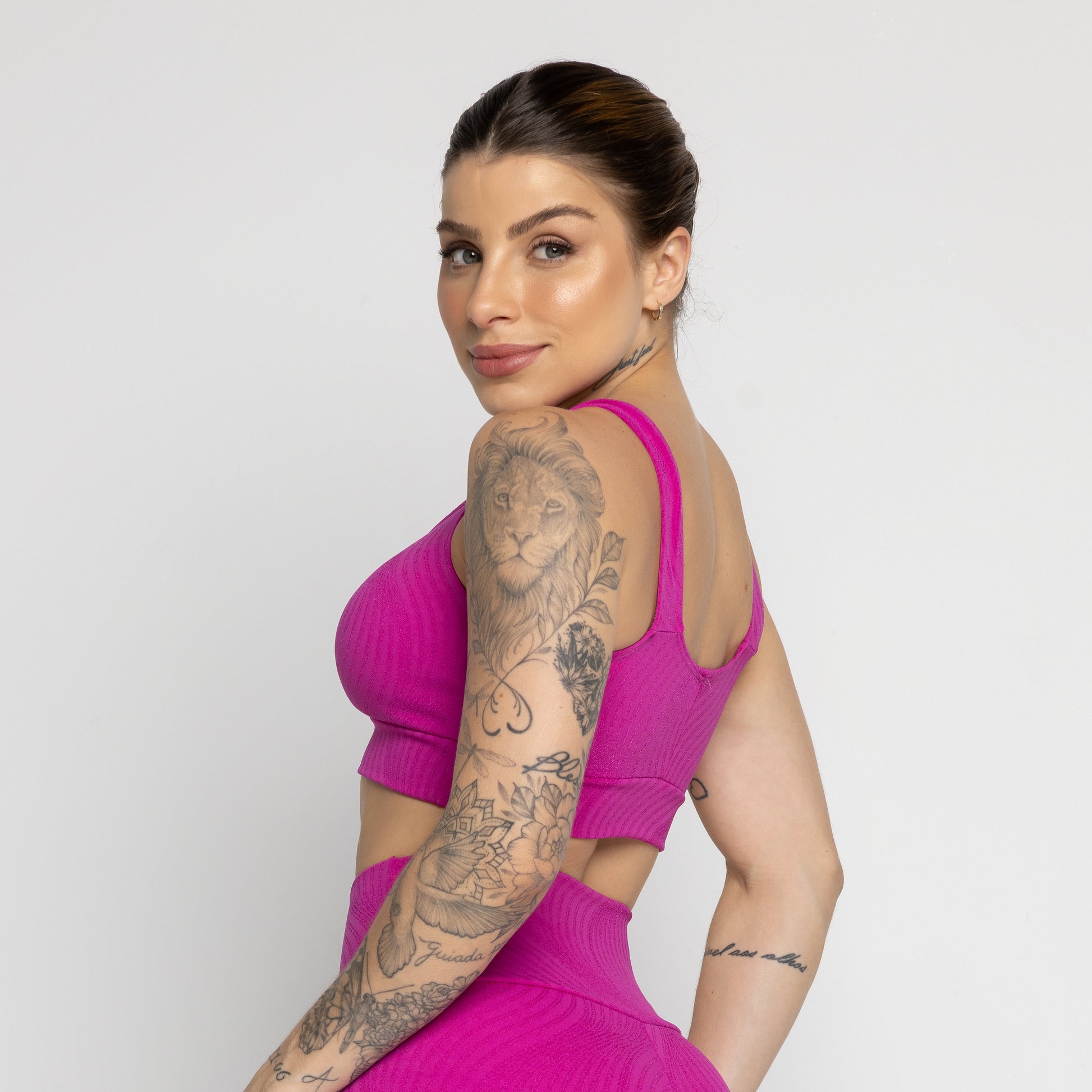 Top Jacquard Com Bojo Removível Rosa - VEKYO