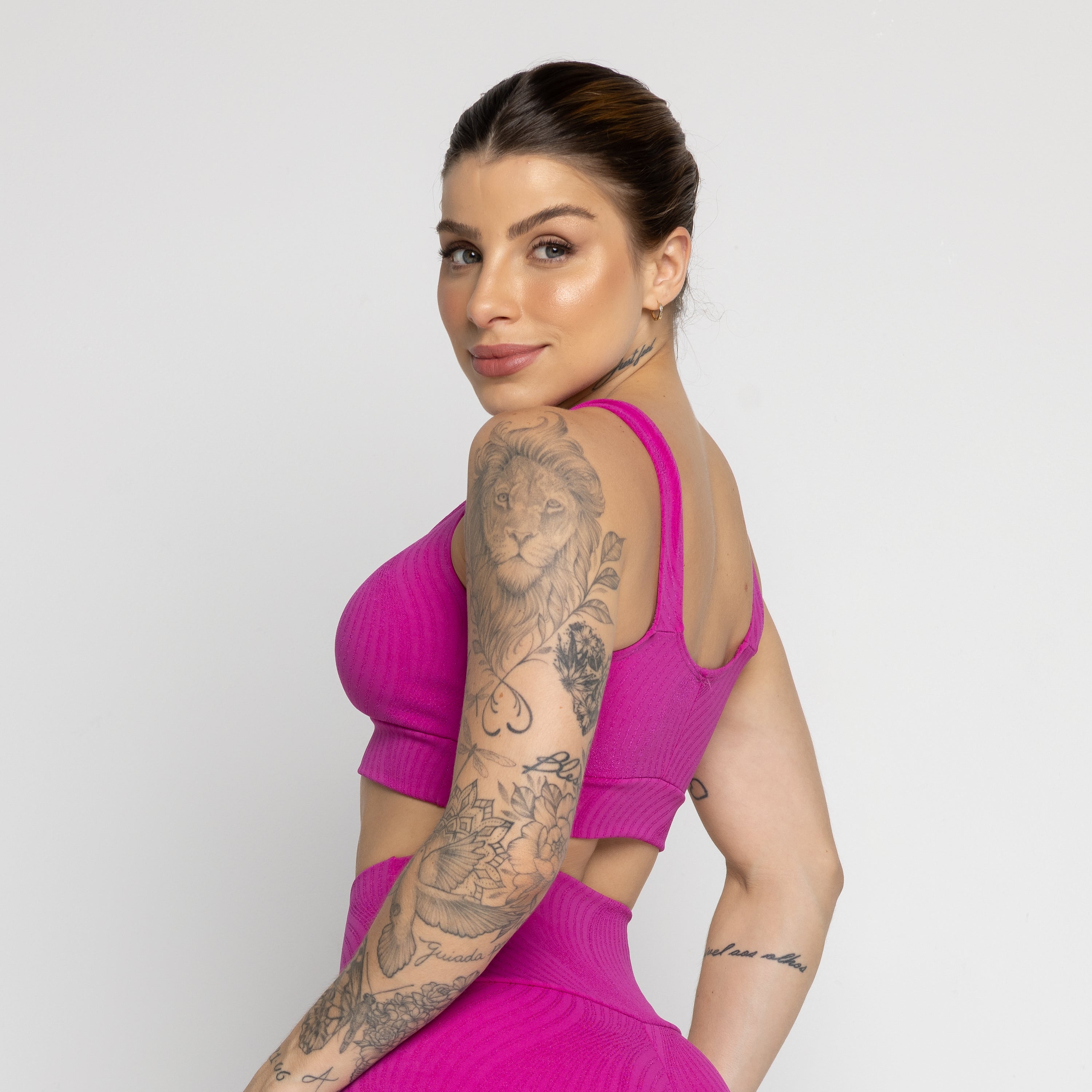 Top Jacquard Com Bojo Removível Rosa - VEKYO