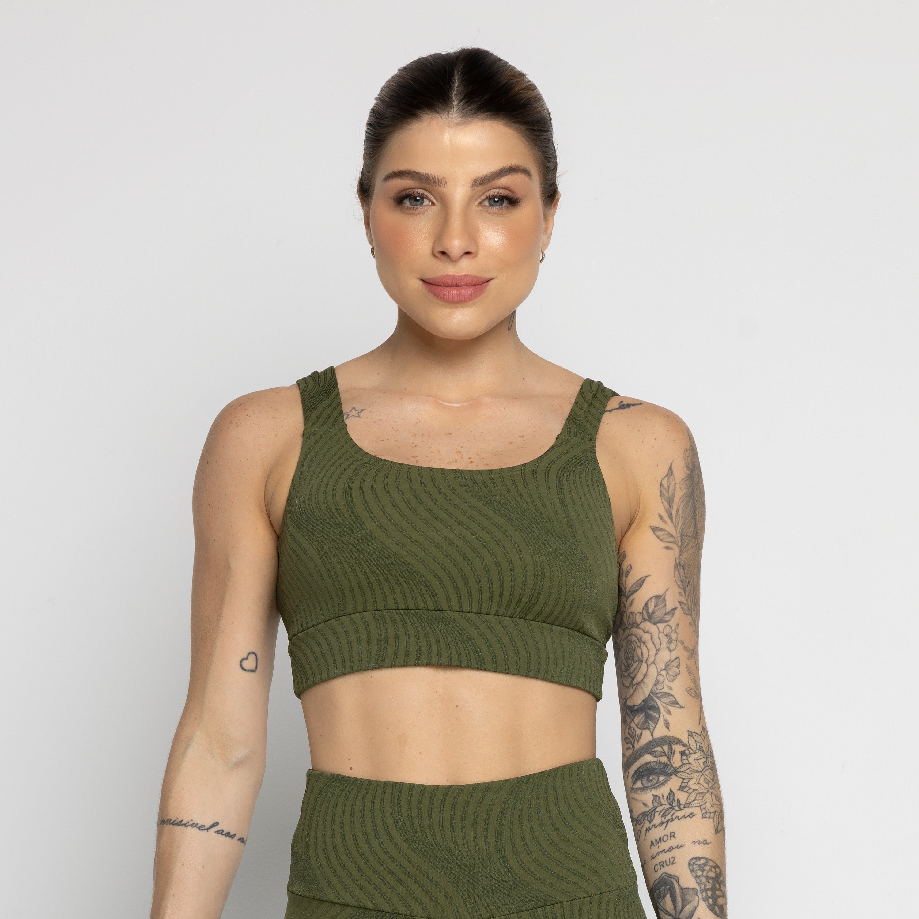 Top Jacquard Com Bojo Removível Verde - VEKYO