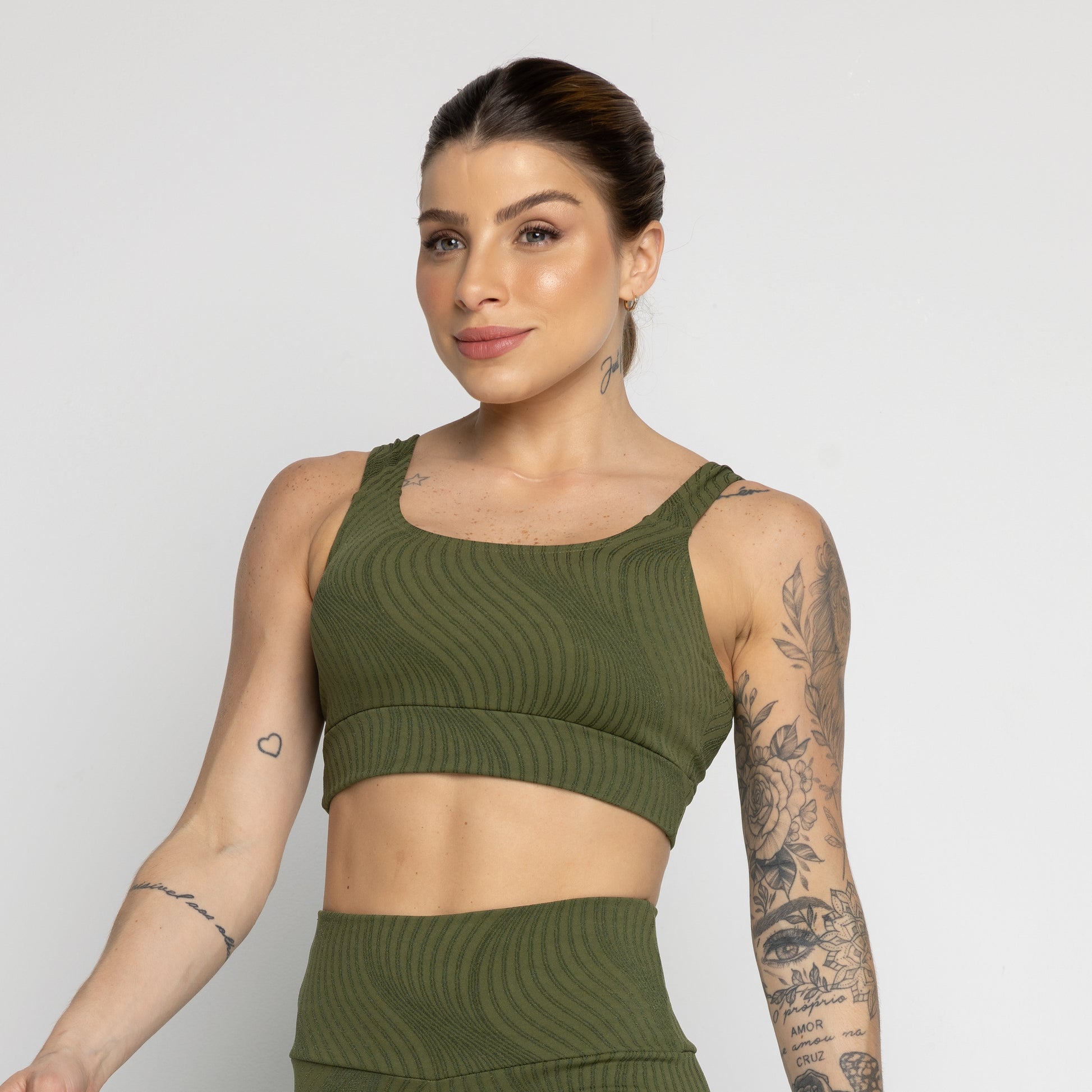 Top Jacquard Com Bojo Removível Verde - VEKYO