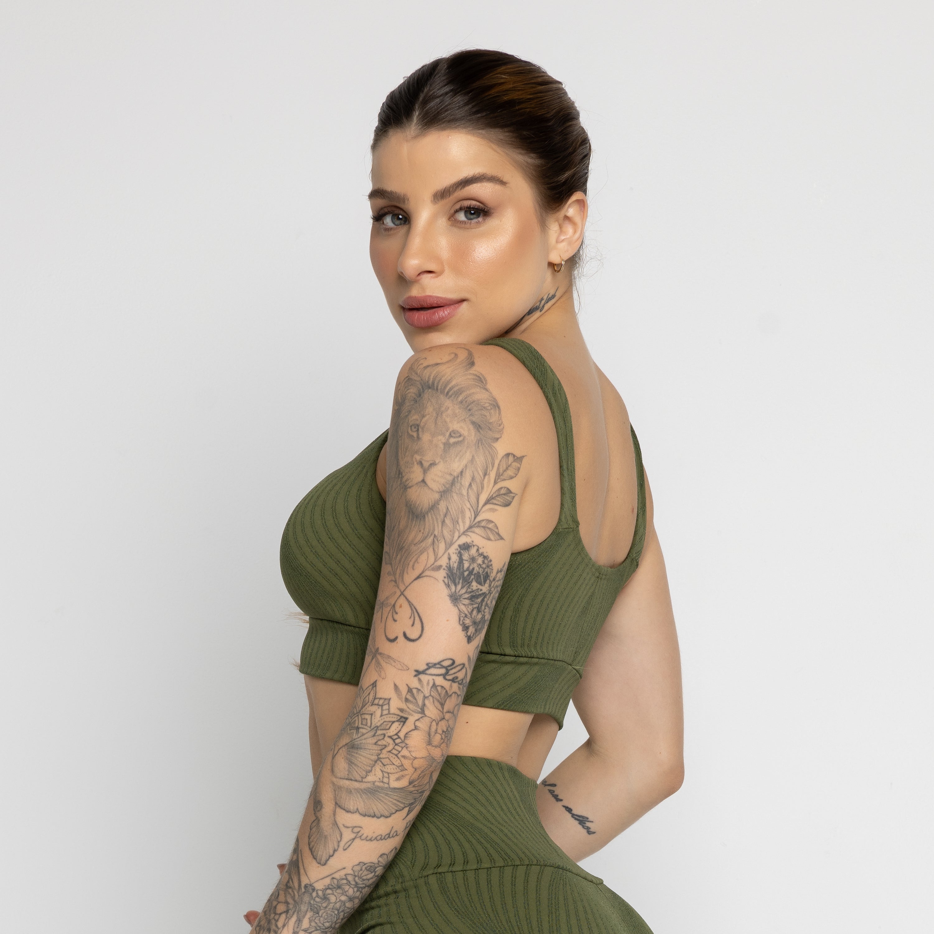 Top Jacquard Com Bojo Removível Verde - VEKYO