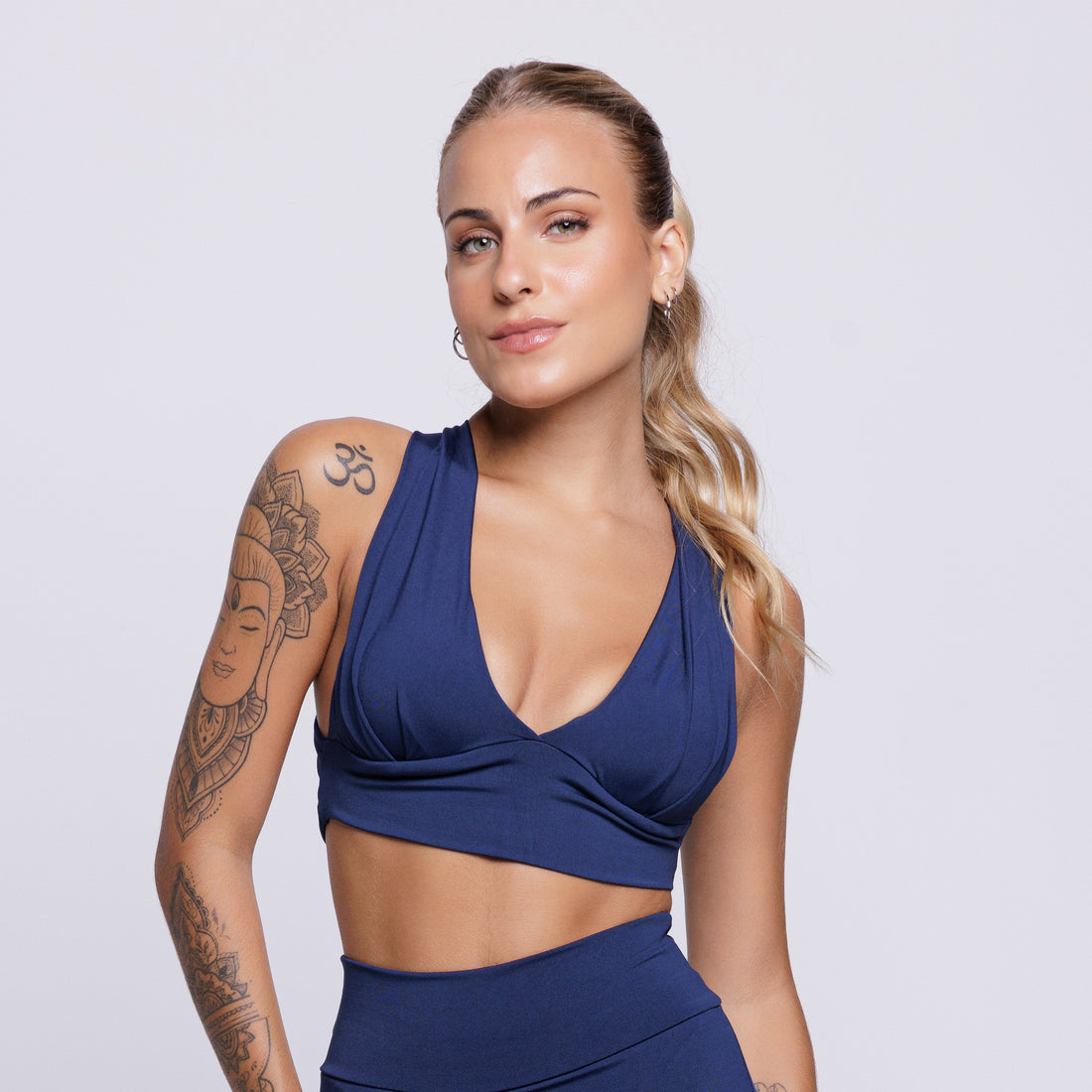 Top Suplex Feminino com Bojo Costa Cruzada Marinho - VEKYO