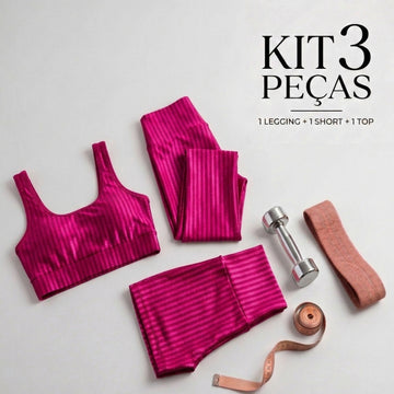 Kit Top + Calça + Short New Zig Rosa Escuro - VEKYO
