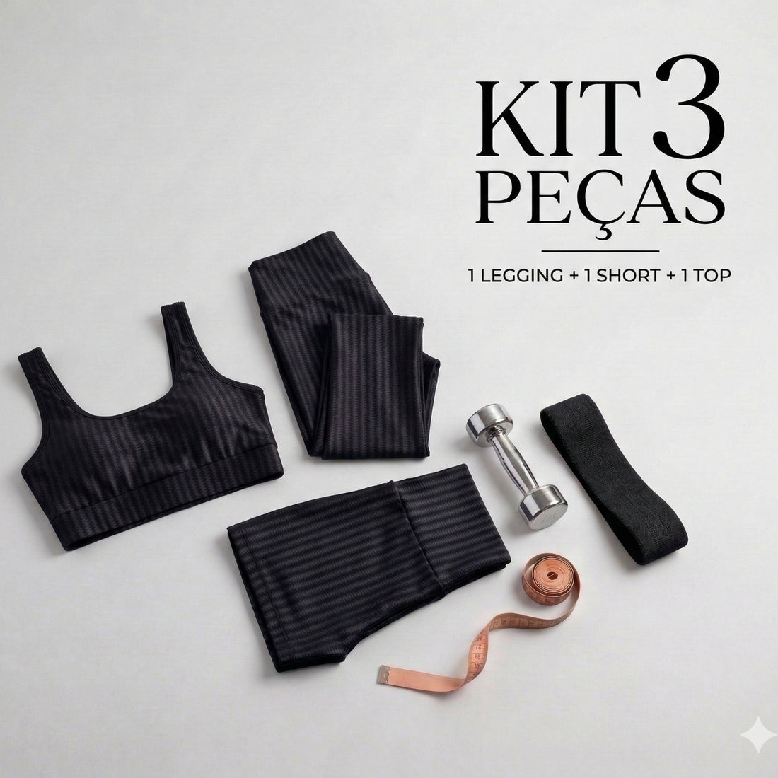 Kit Top + Calça + Short New Zig Preto - VEKYO